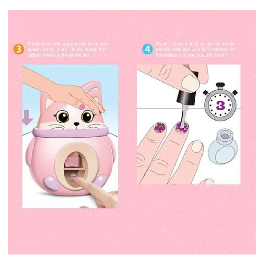 ESTAMPADOR DE UÑAS NIÑAS DECORADO ESMALTE INFANTIL GATO AR90-3