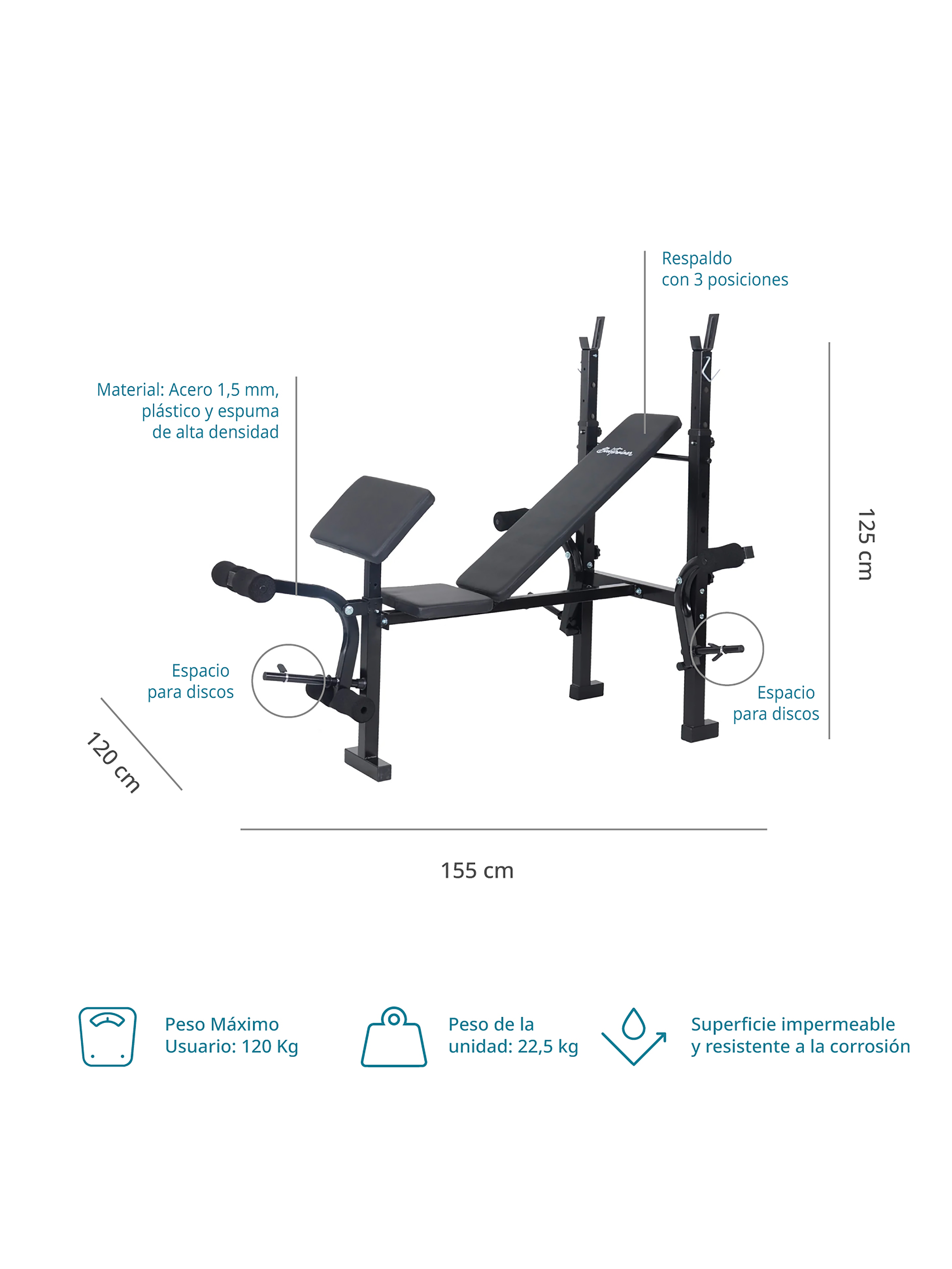 Press Banca Bodytrainer Pbm 400 Multifunción Fitness En Casa-1