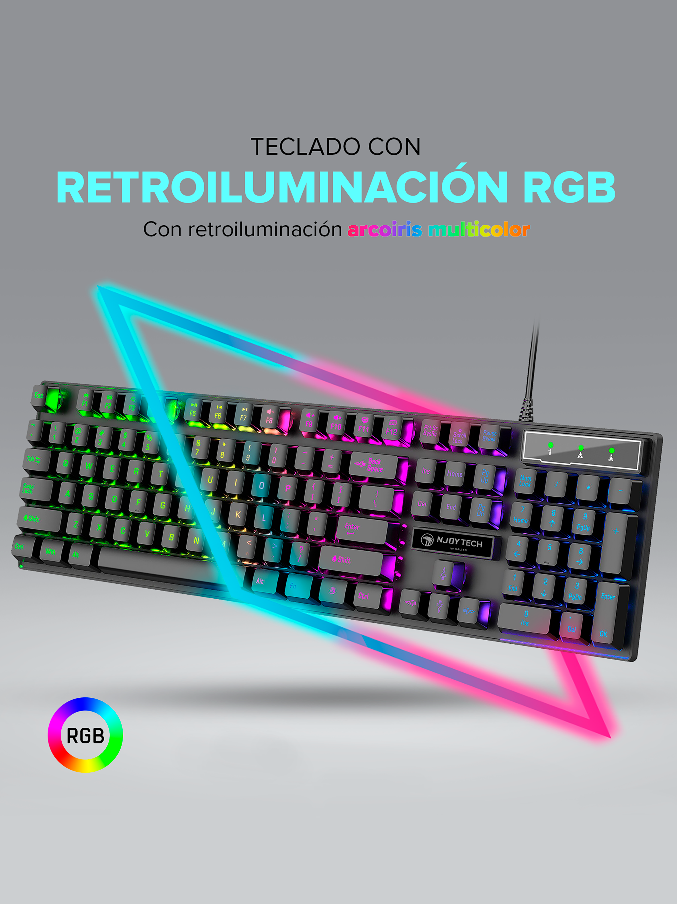 Teclado Gamer Njoytech con Retroiluminación RGB-1