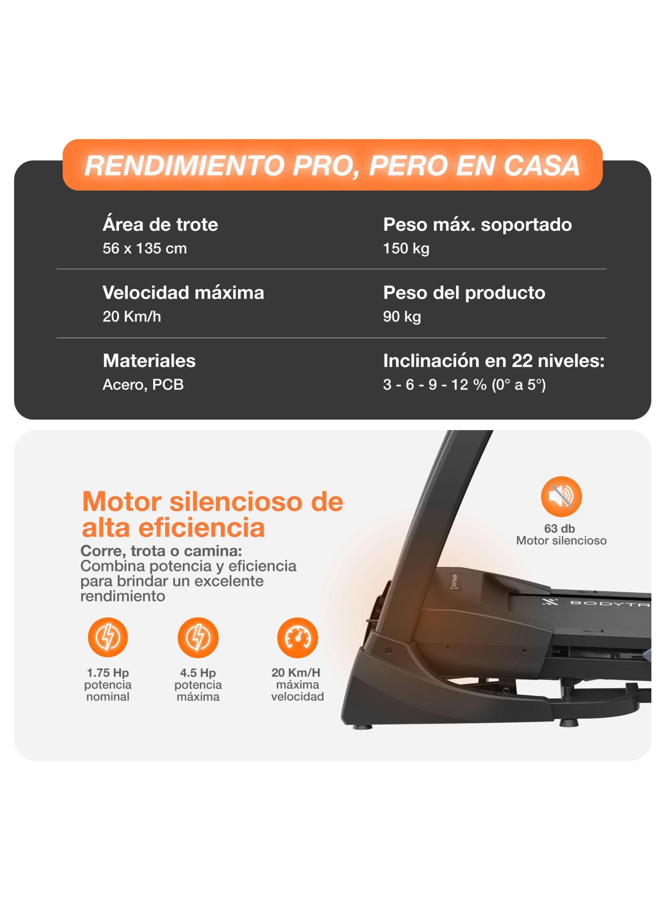 Trotadora con Pantalla Bodytrainer RN820 20 km/h con APPs-4