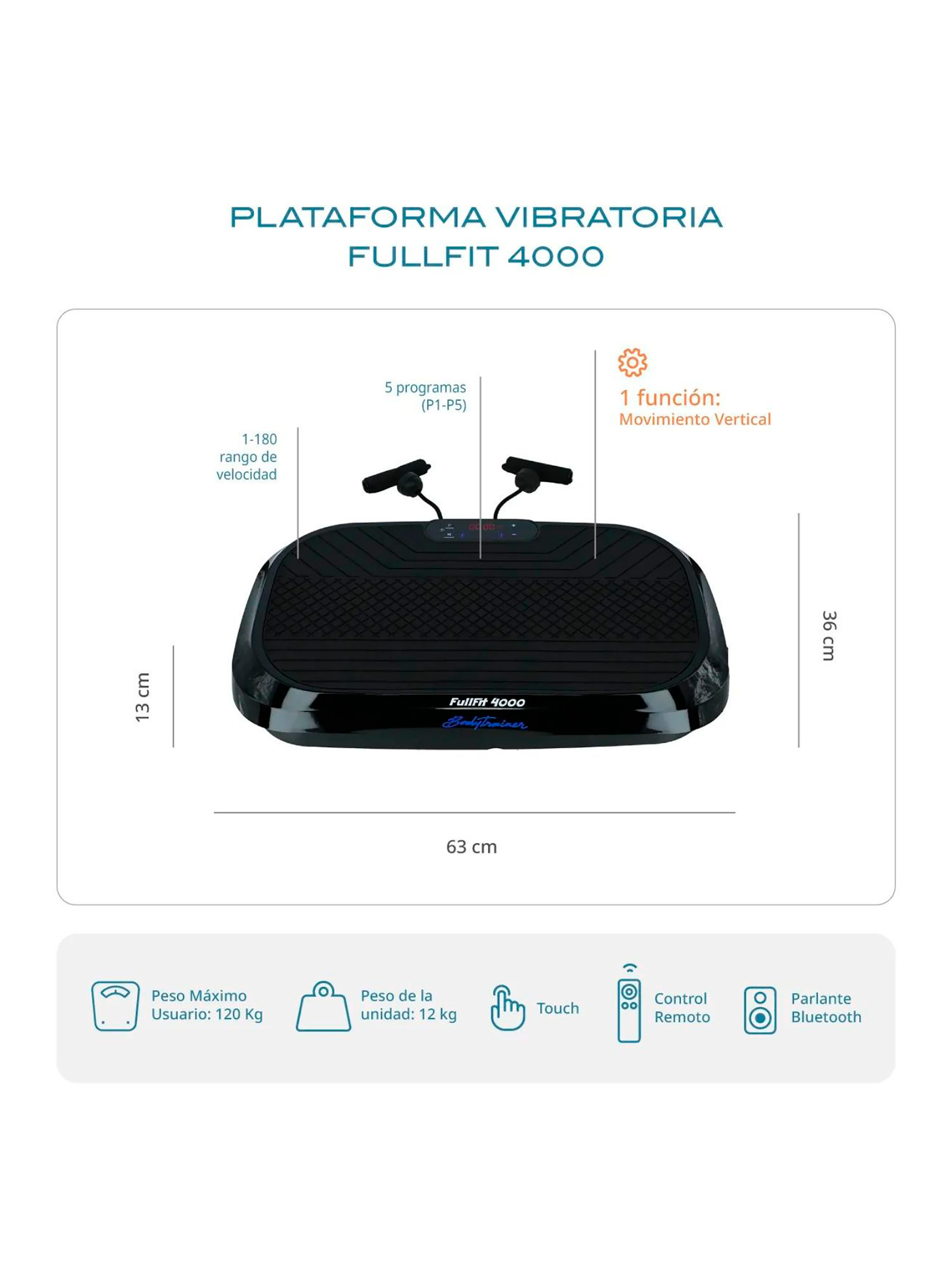 Plataforma Vibratoria Bodytrainer Fullfit 4000 Con Bluetooth-1