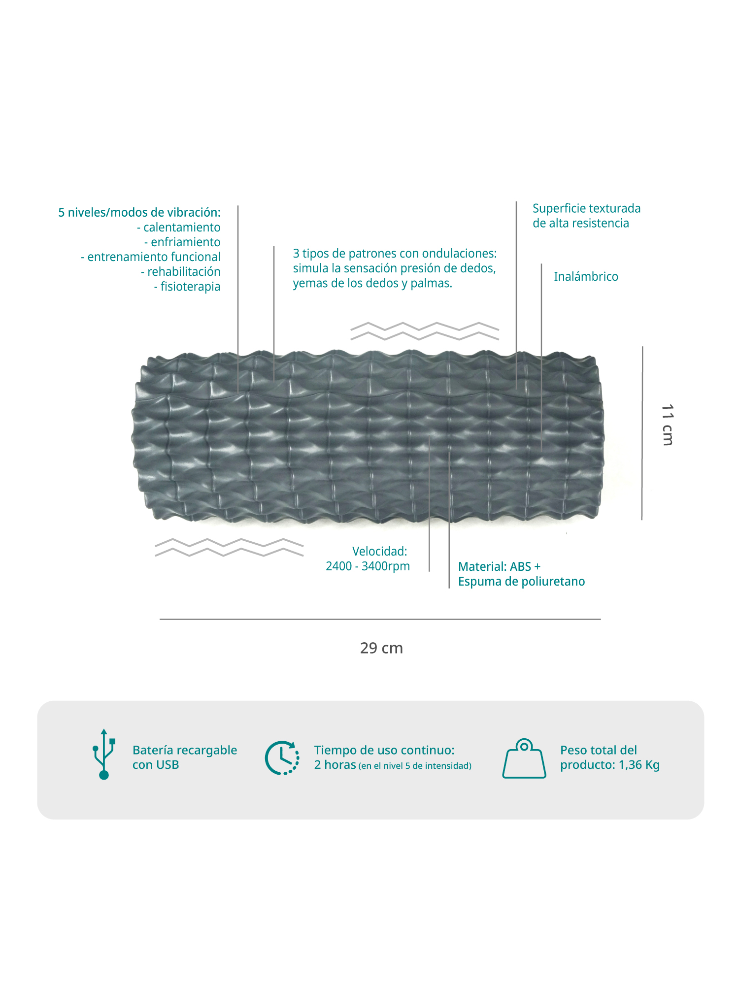 Rodillo de Elongación Vibrador Bodytrainer Foam Roller-1
