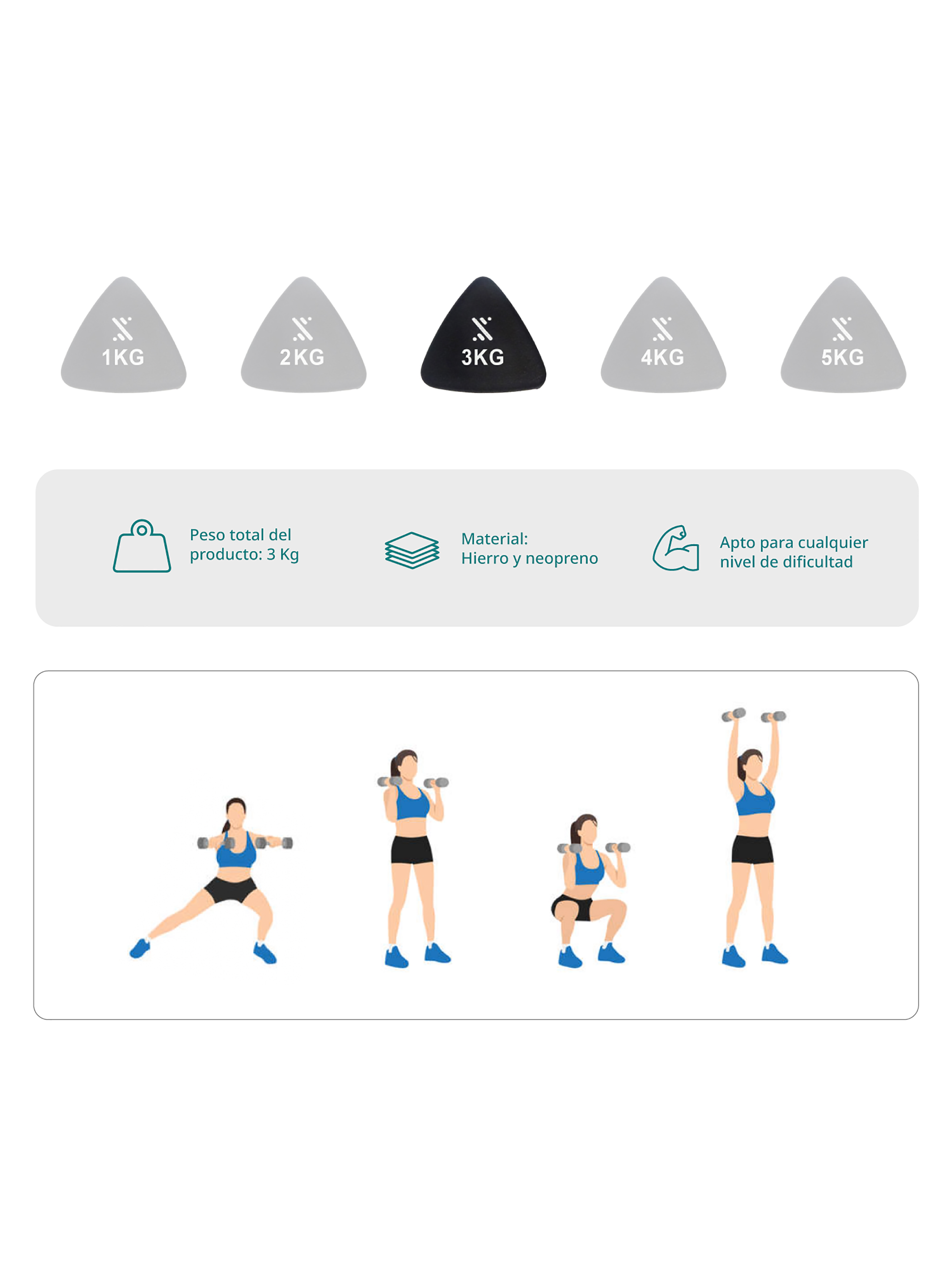 Mancuerna 3kg Neopreno Bodytrainer Triangular-2