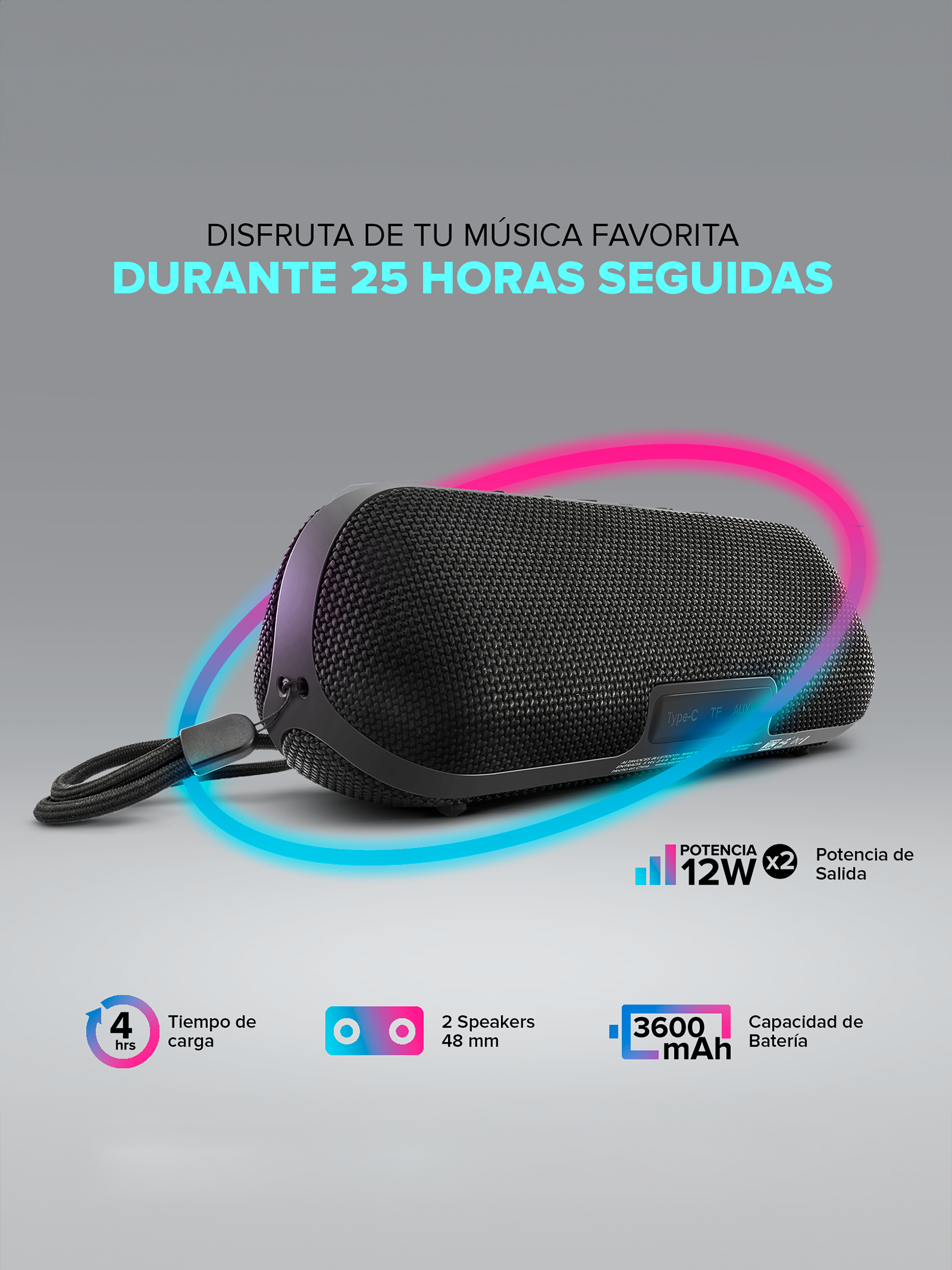 Parlante Inalámbrico NjoyTech Waterproof con Bluetooth-1