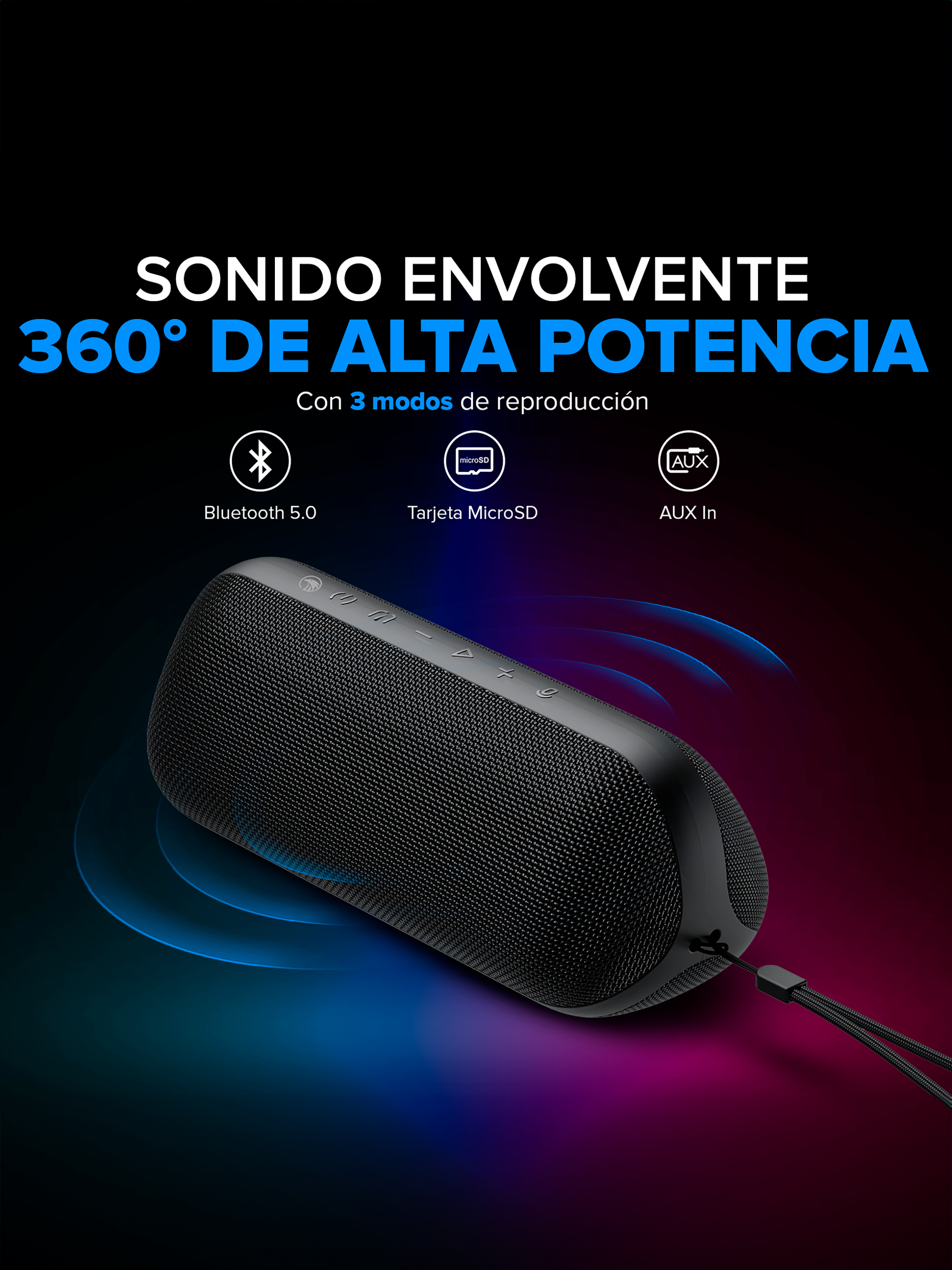 Parlante Inalámbrico NjoyTech Waterproof con Bluetooth-6
