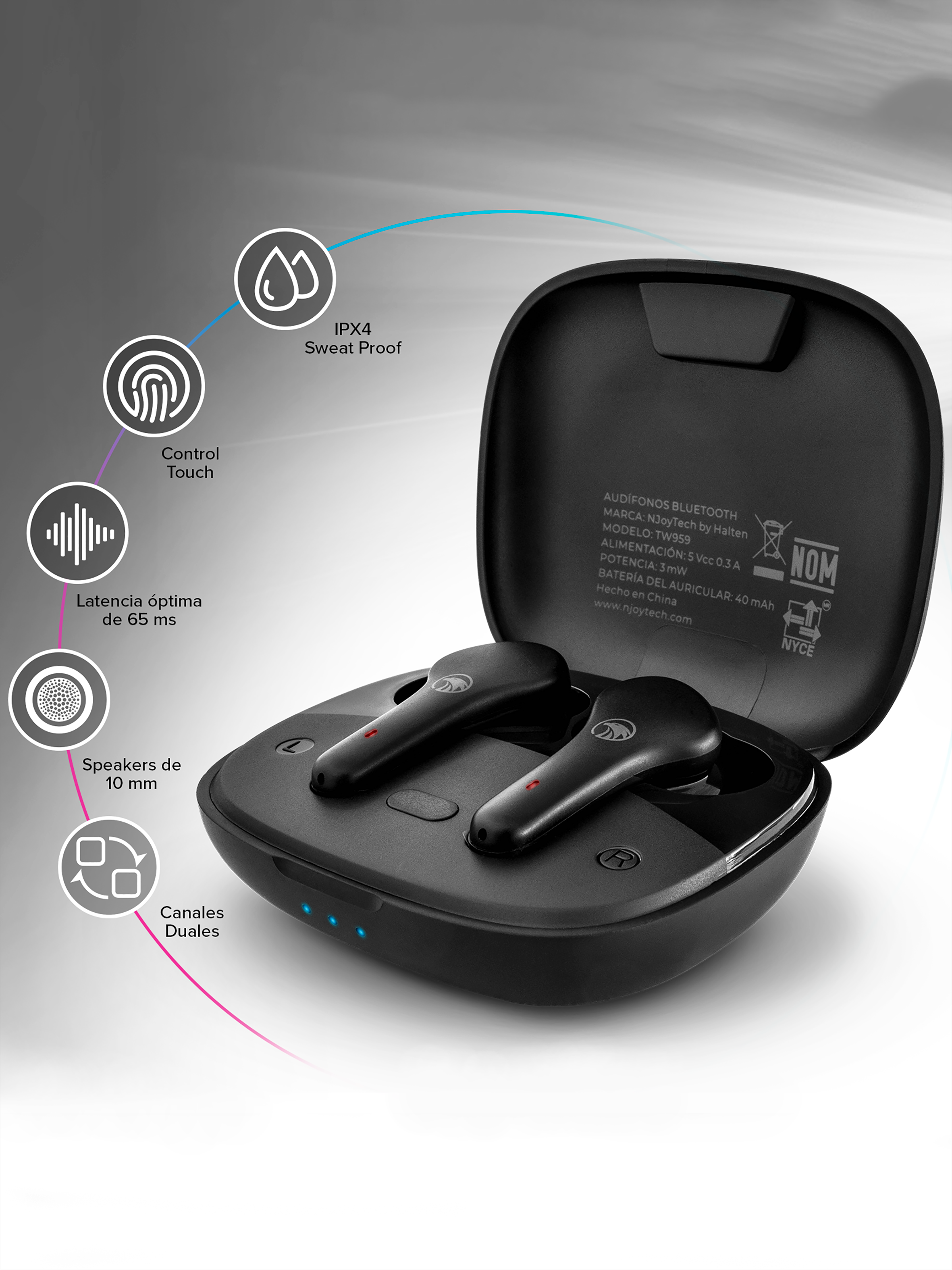 Audífonos Inalámbricos Njoytech In-Ear con Estuche de Carga-1