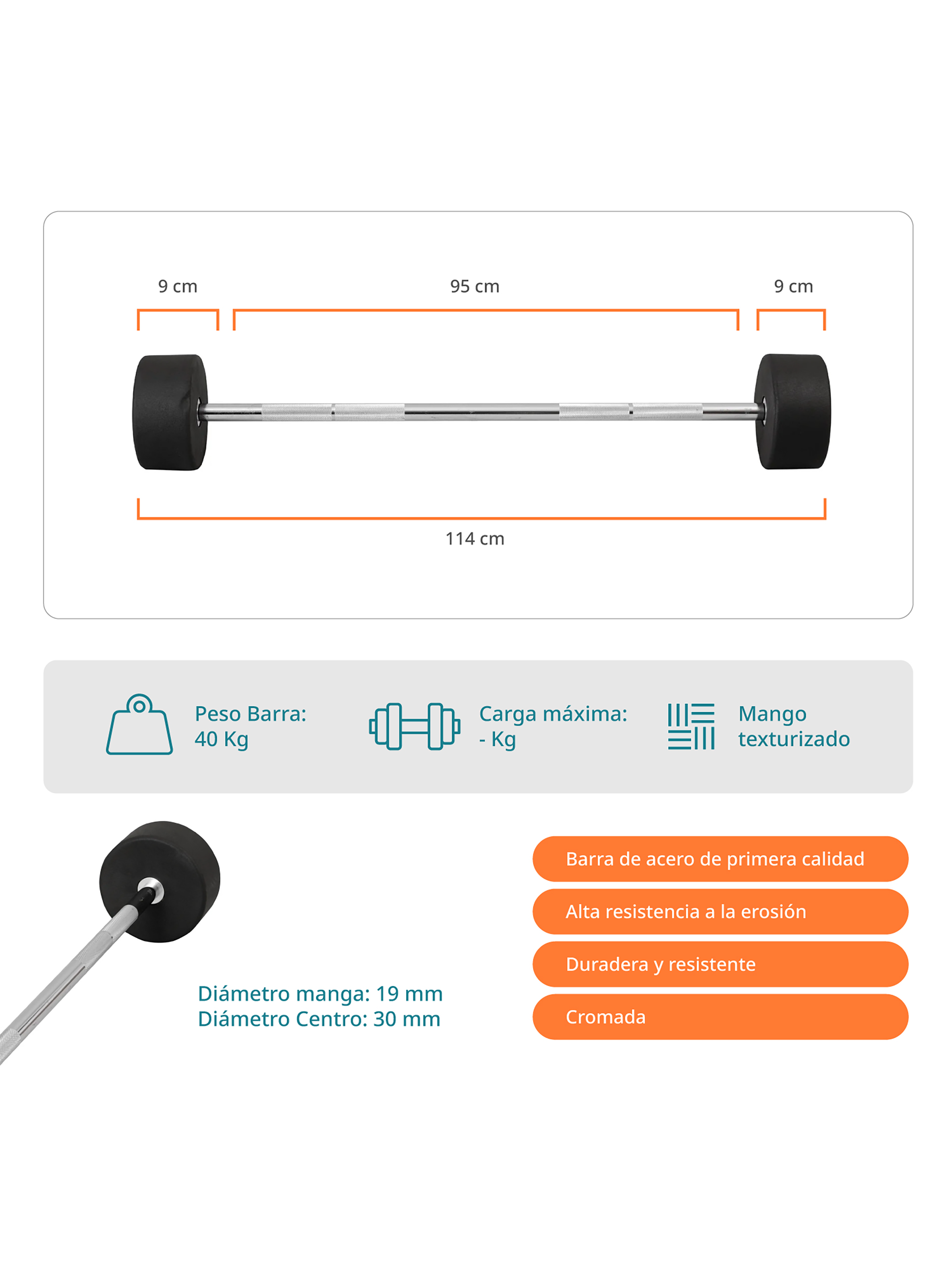 Barra Bodytrainer Peso Fijo 40 KG-1