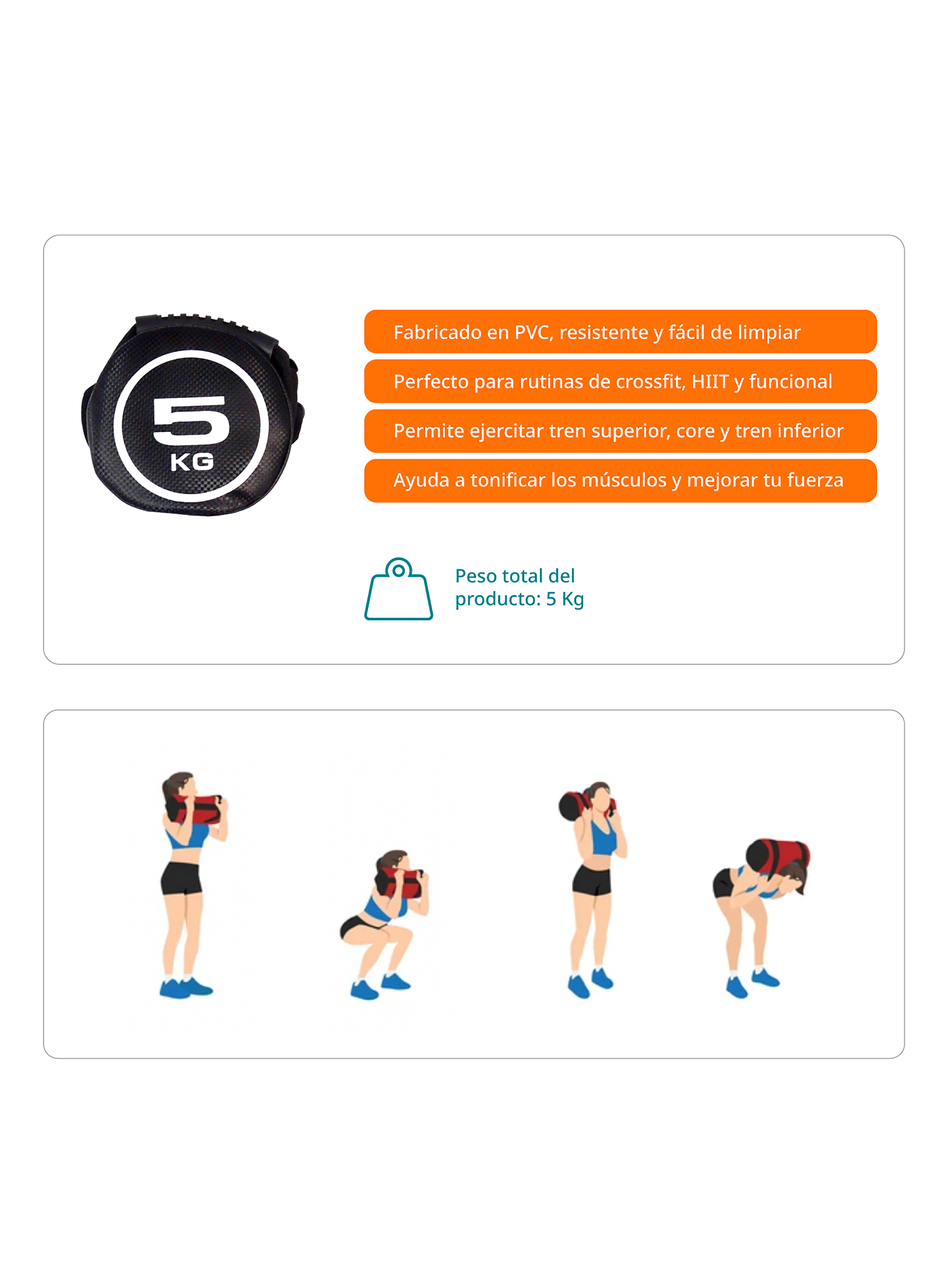 Saco de Arena Búlgaro Bodytrainer Entrenamiento Peso 5 kg-3