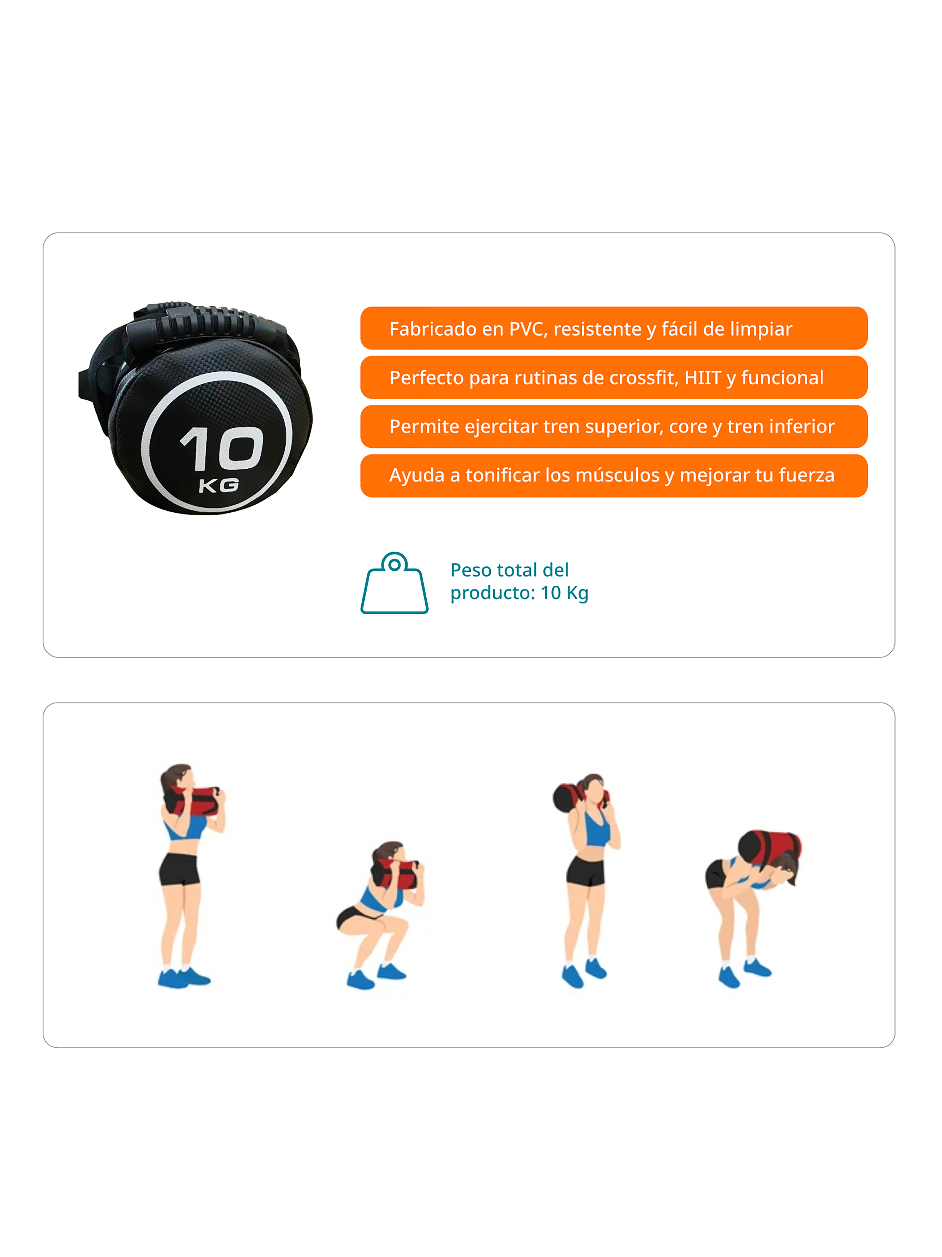 Saco de Arena Búlgaro Bodytrainer Entrenamiento Peso 10 kg-3