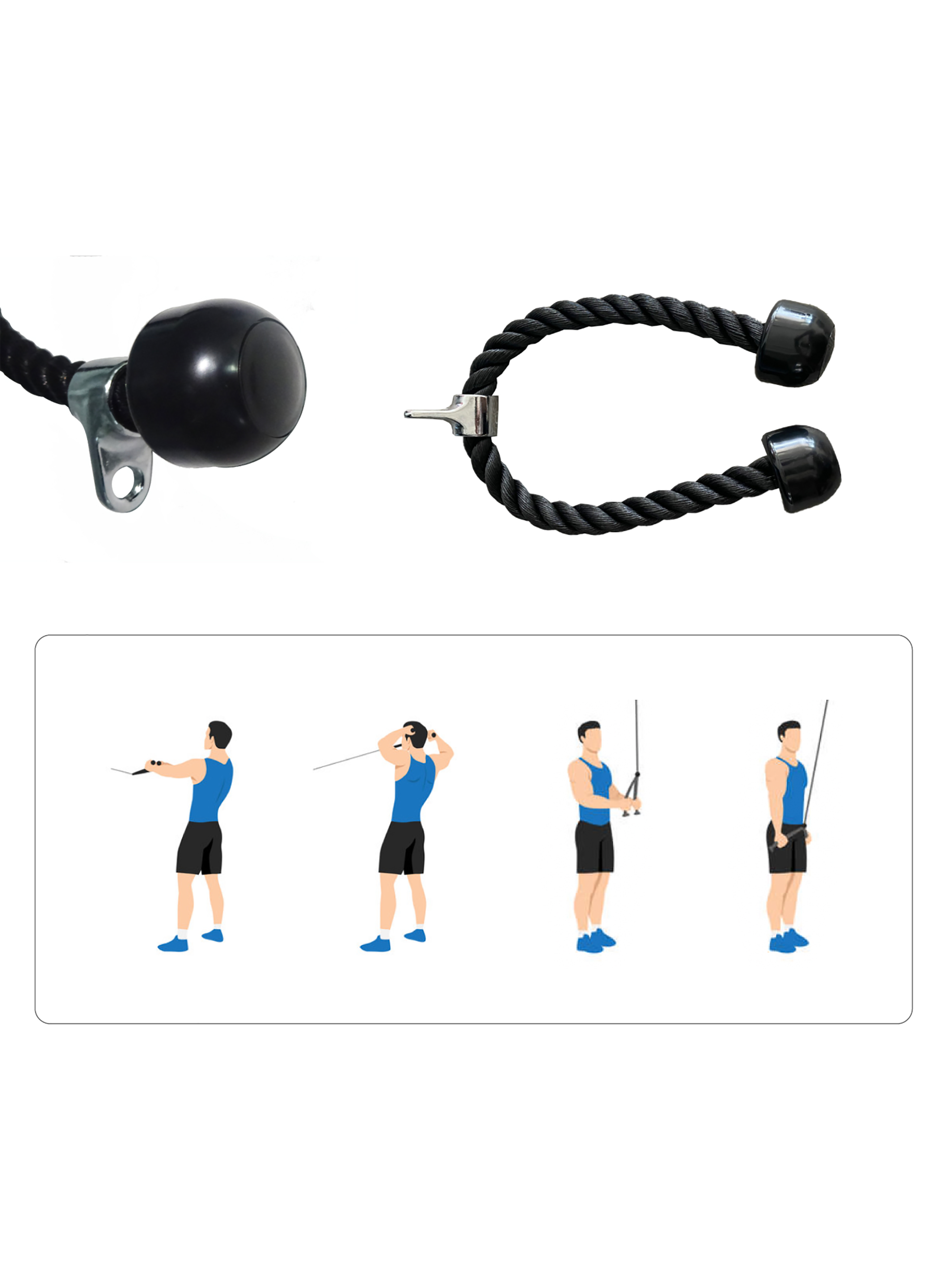 Cuerda Bodytrainer para Triceps Biceps Polea Doble Agarre-2