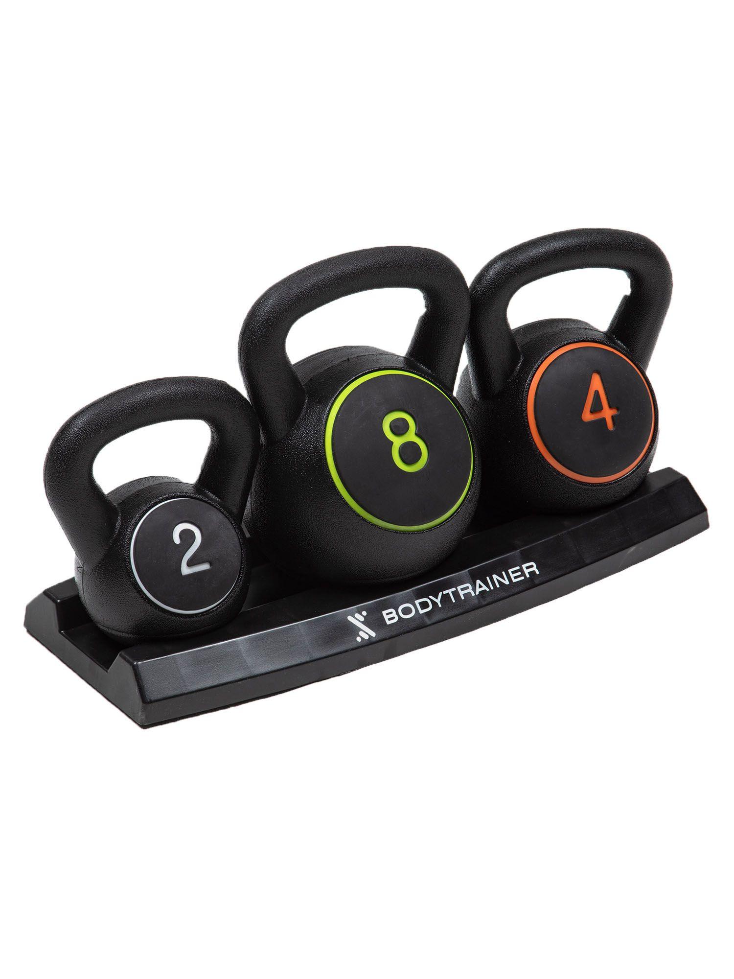 Set 3 Pesas Rusas Kettlebell Bodytrainer 2/4/8 Kg Con base-3
