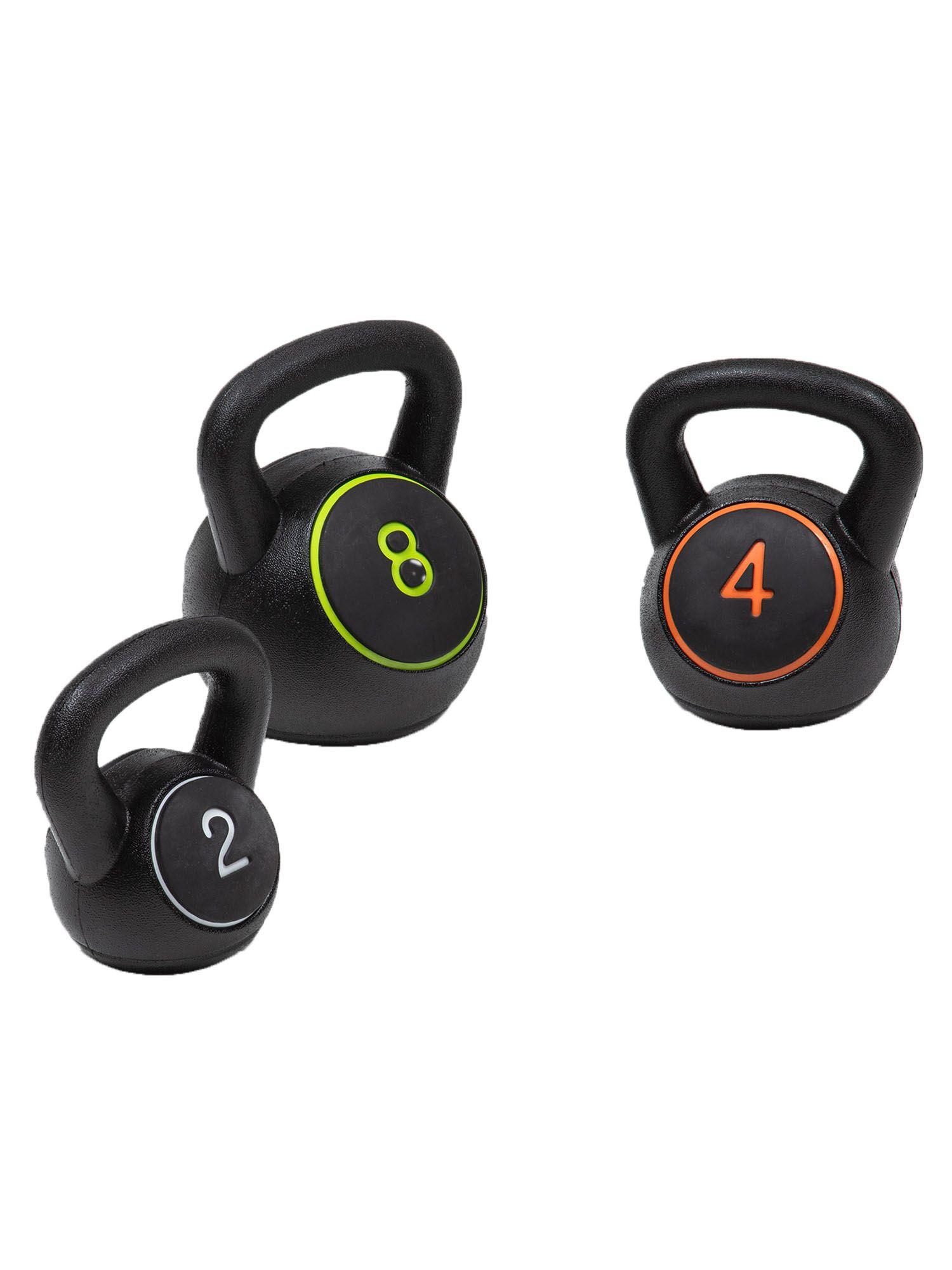 Set 3 Pesas Rusas Kettlebell Bodytrainer 2/4/8 Kg Con base-6