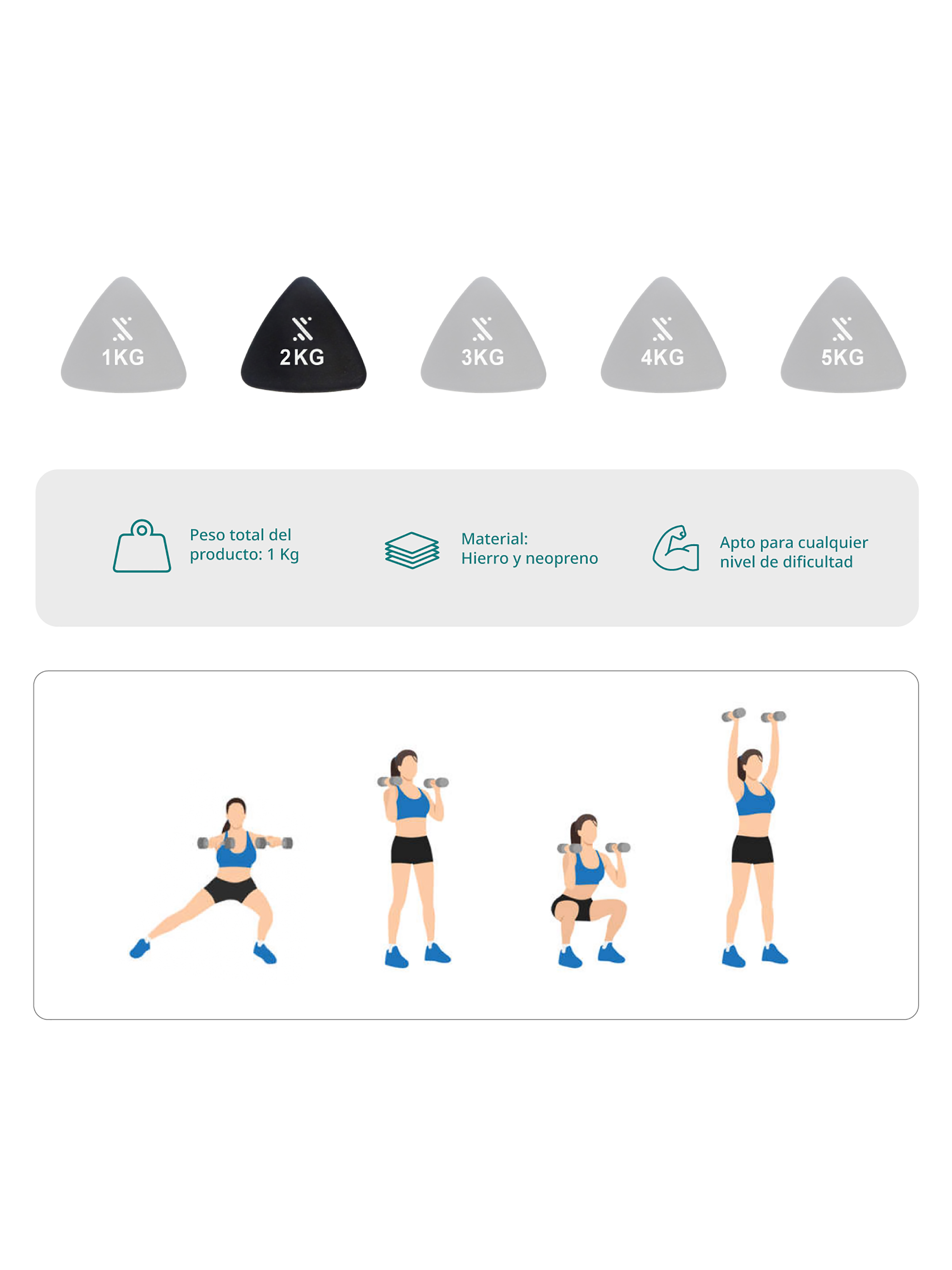 Mancuerna 2kg Neopreno Bodytrainer Triangular-2