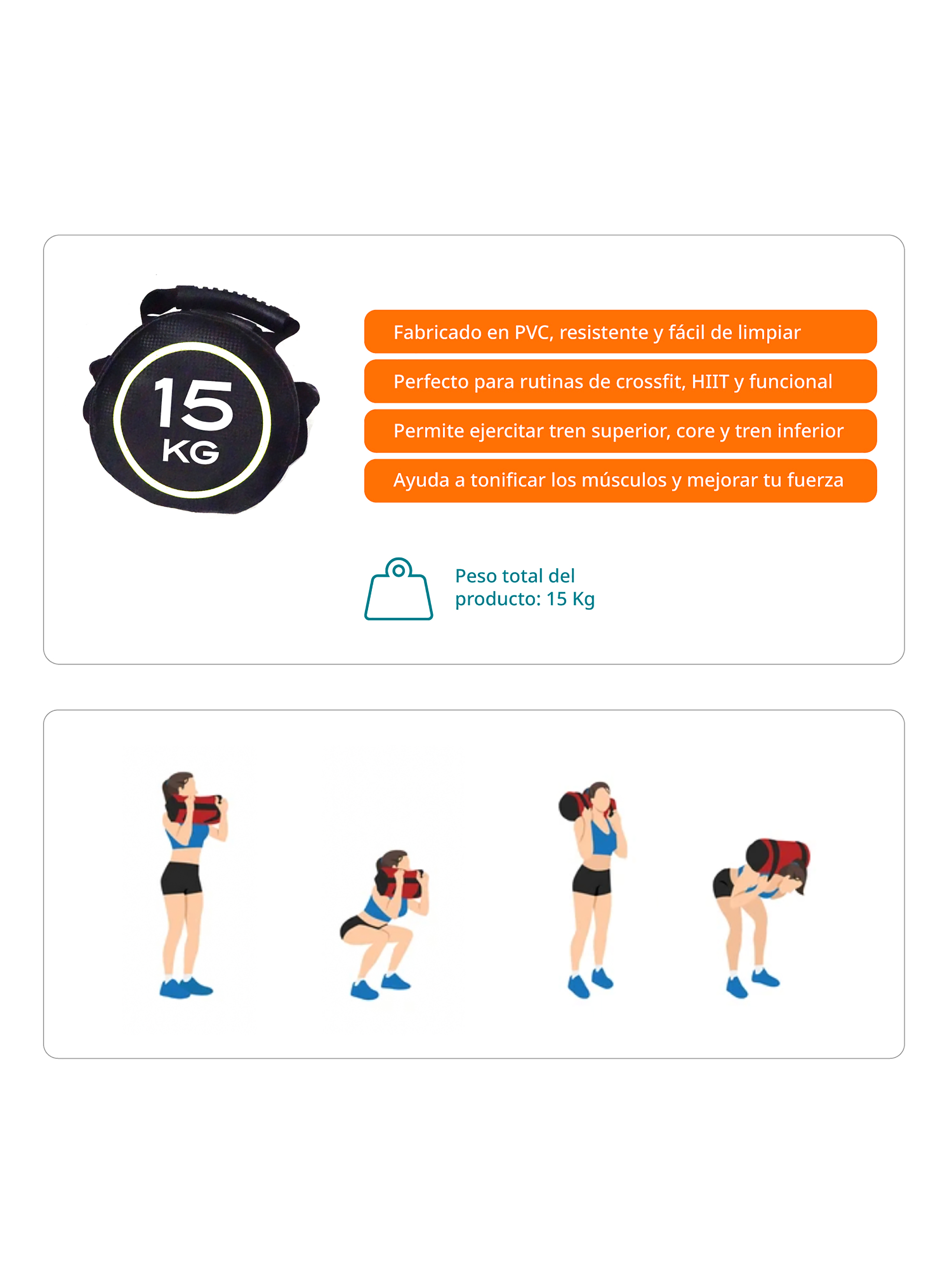 Saco de Arena Búlgaro Bodytrainer Entrenamiento Peso 15 kg-3