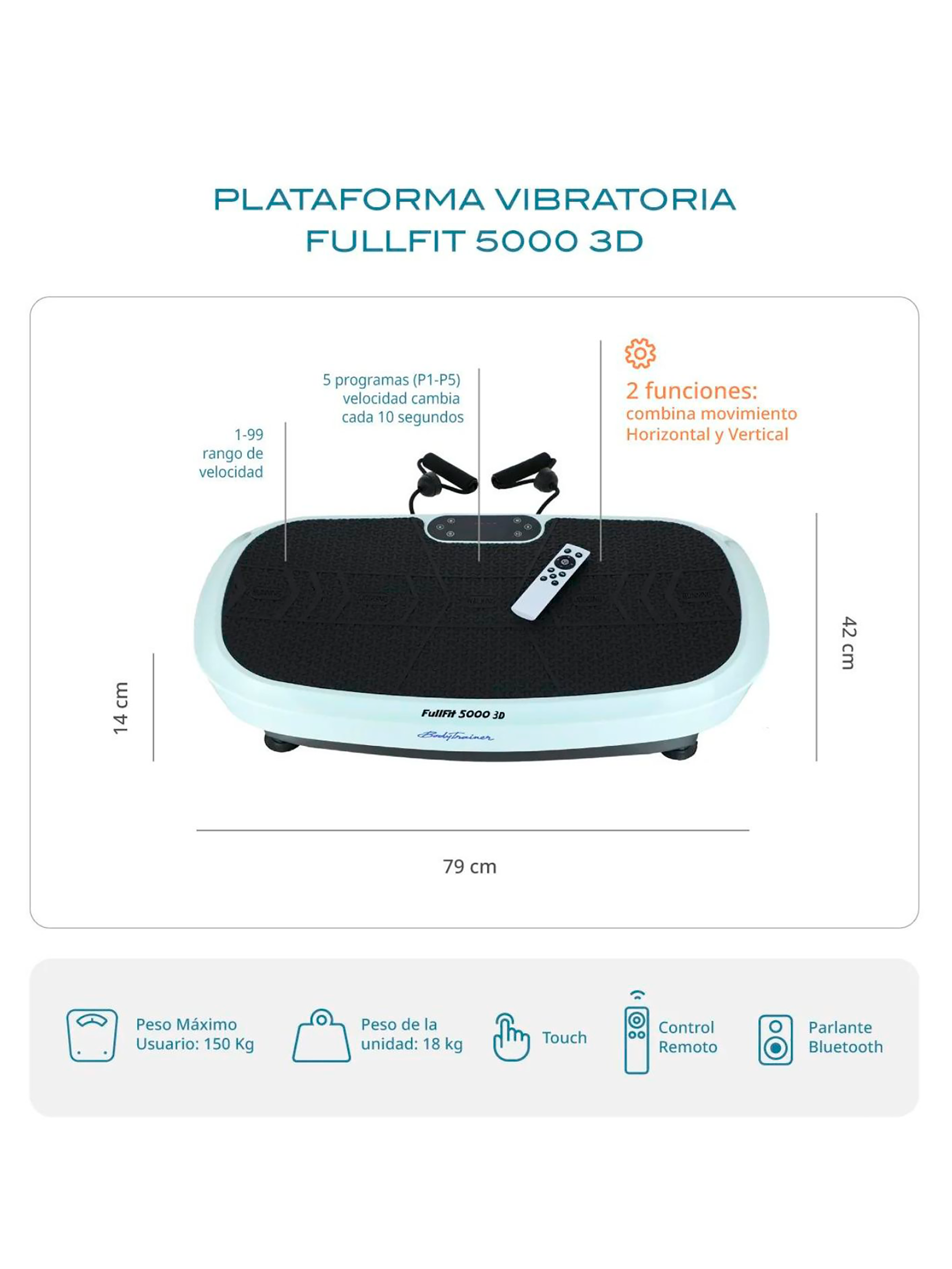 Plataforma Vibratoria Bodytrainer Fullfit 5000 3d Bluetooth-1