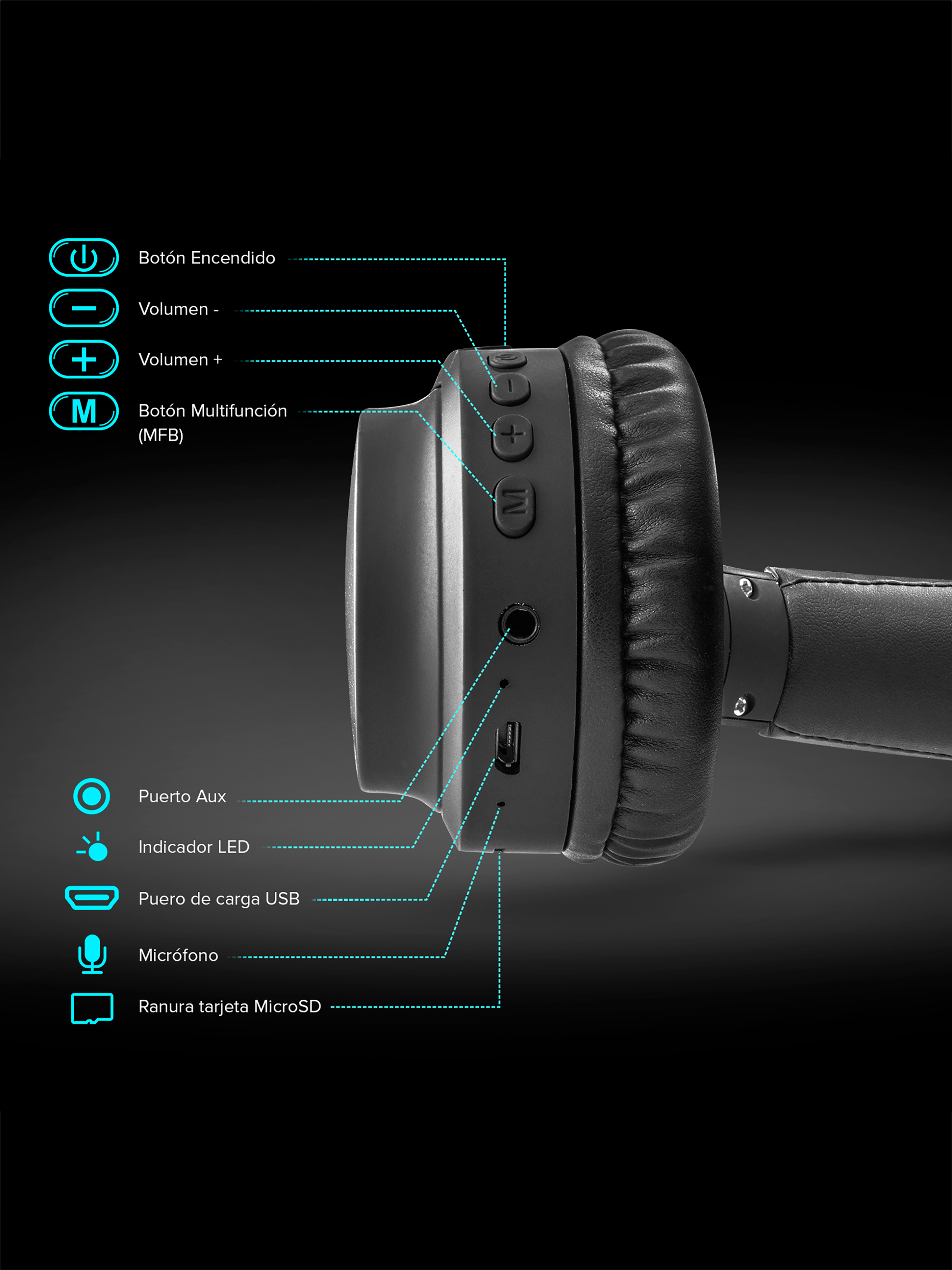Audífonos Inalámbricos NjoyTech Headphones Plegables-3