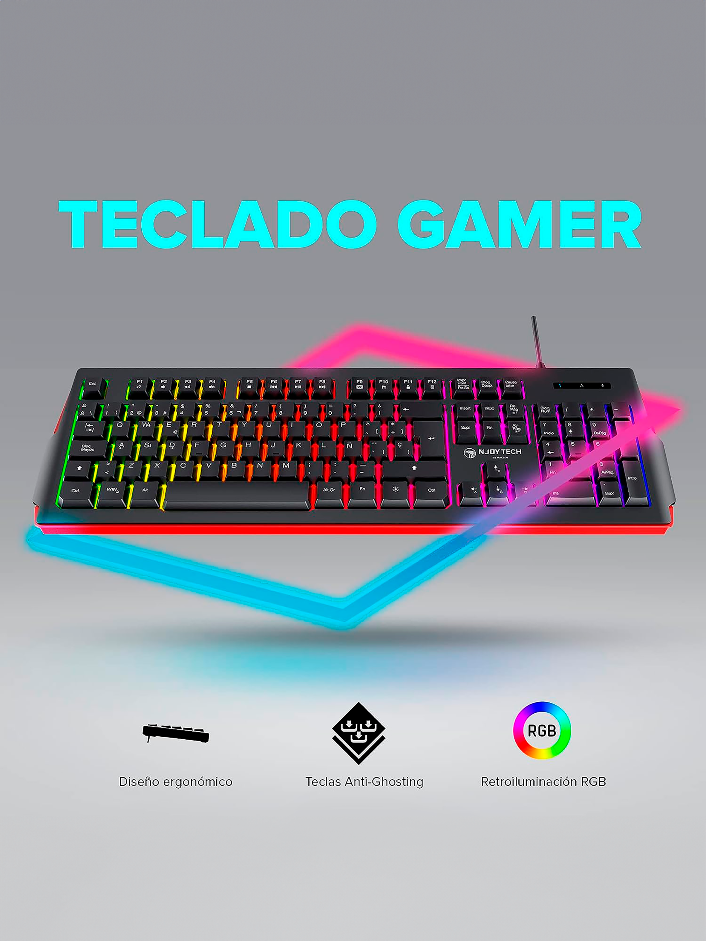 Set Gamer Njoytech con Teclado, Mouse, Audífonos y Mouse Pad-1