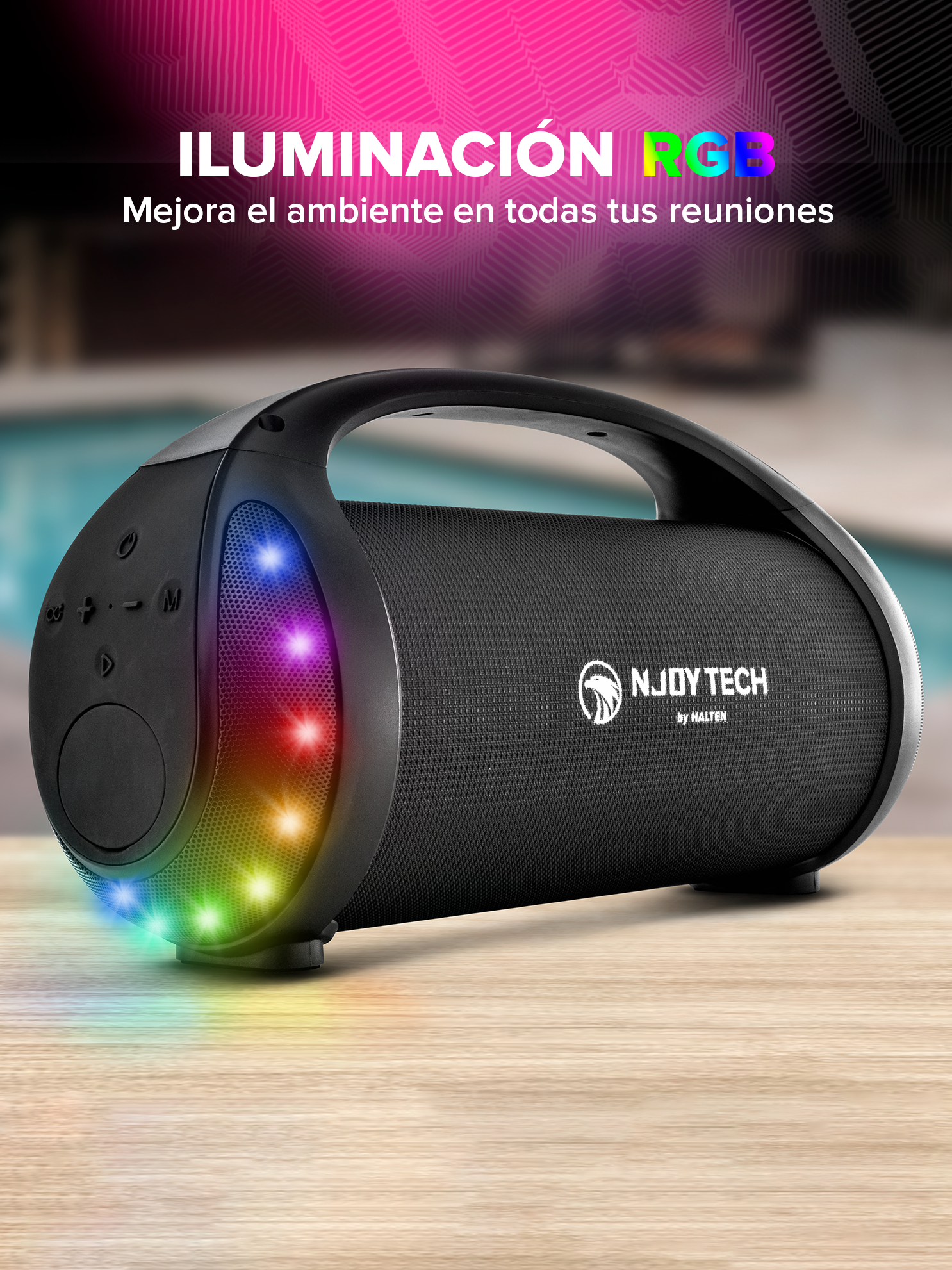 Parlante Inalámbrico Njoytech Portatil con Luces-5