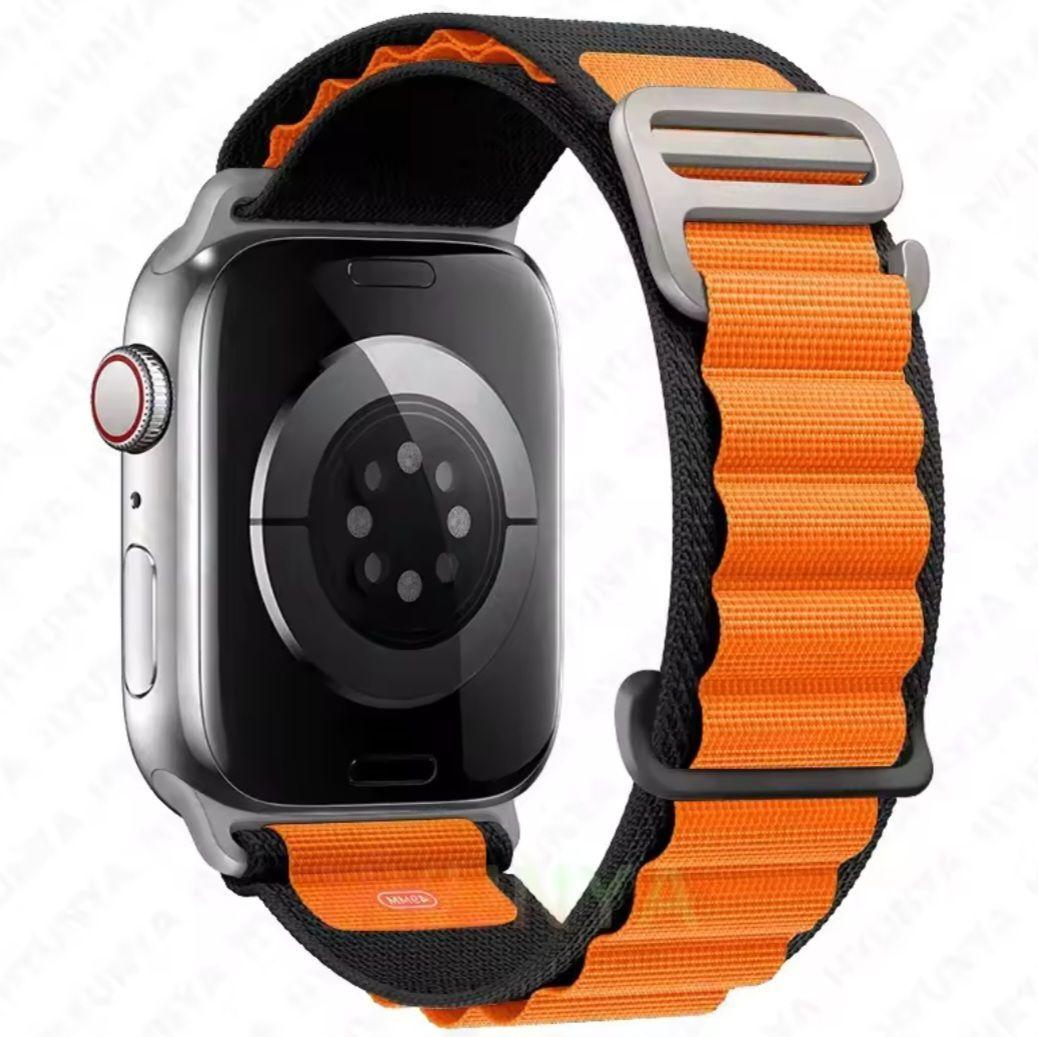 Correa de reloj apple watch Apline Loop Naranjo negro 42-44-45-46-49 mm.-0