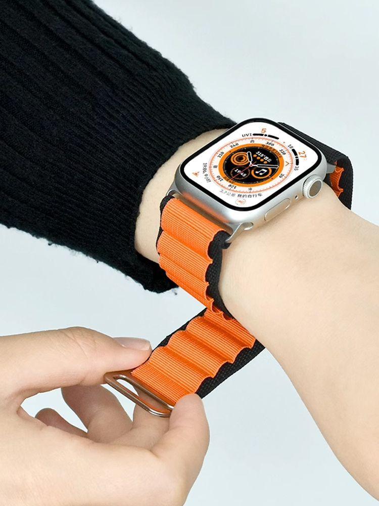 Correa de reloj apple watch Apline Loop Naranjo negro 42-44-45-46-49 mm.-1
