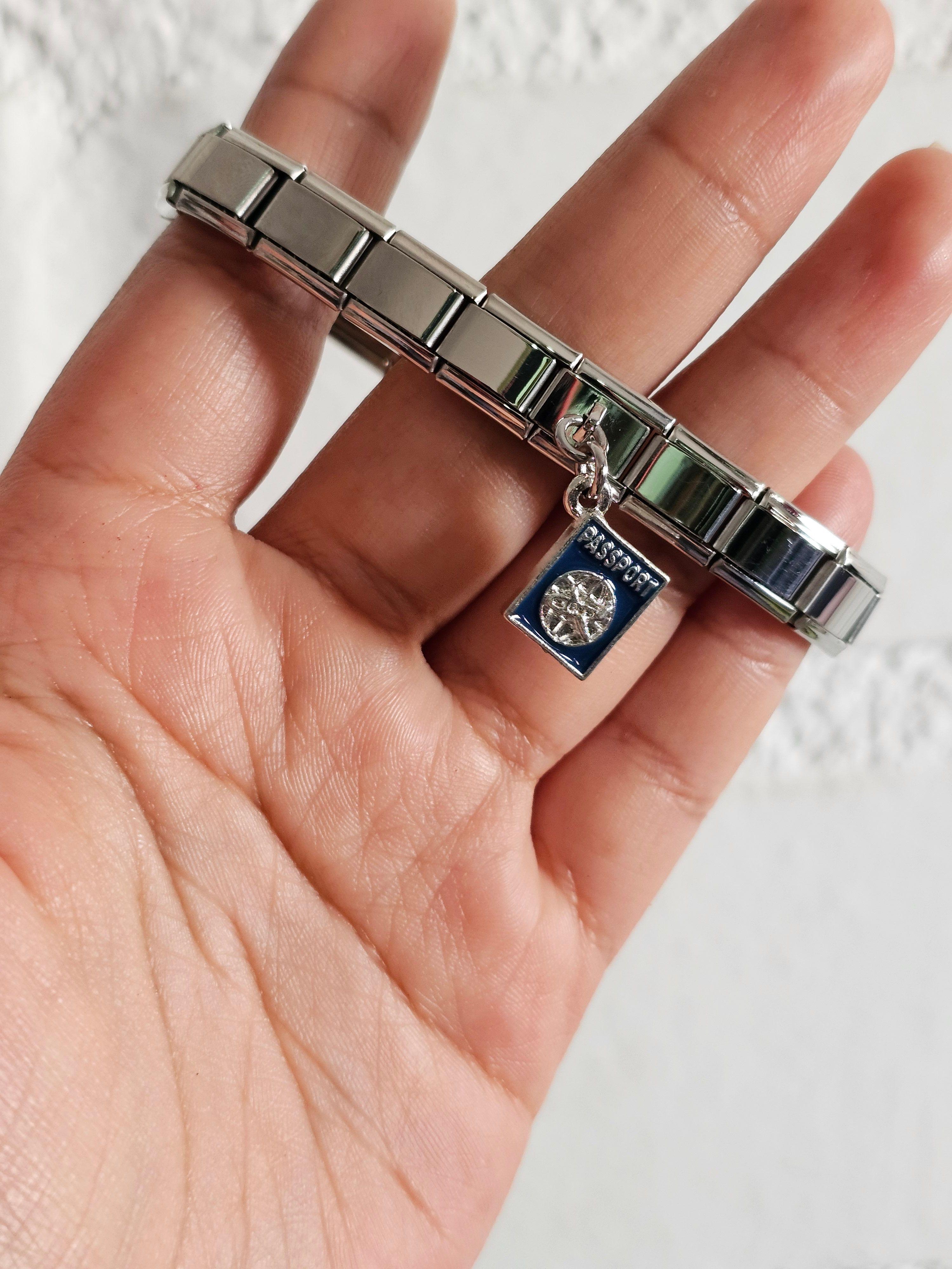 Pack Brazalete Italiano + Pulsera Plateada + Charms Pasaporte-3