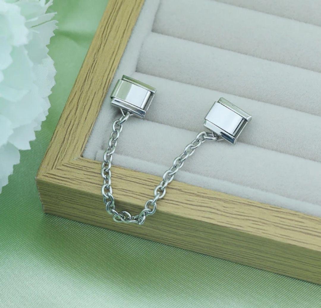 Charms Doble Con Cadena Para Pulseras, Brazalete Italiano-2