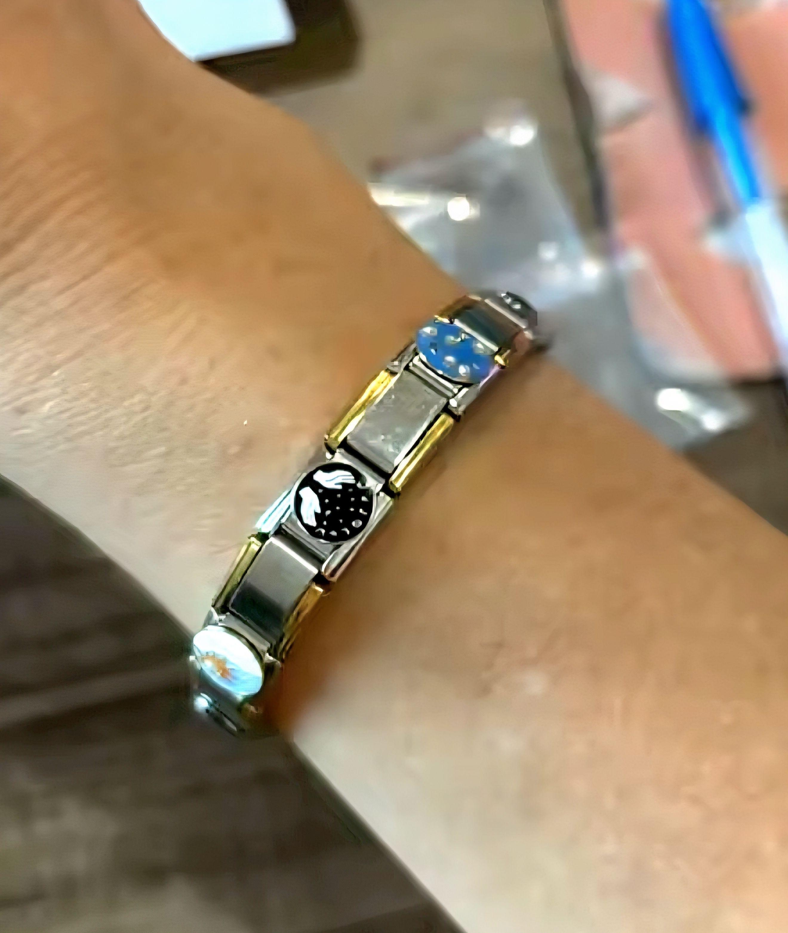 Charm Brazalete Italiano Manos y Cielo Estrellado – Acero Inoxidable-2