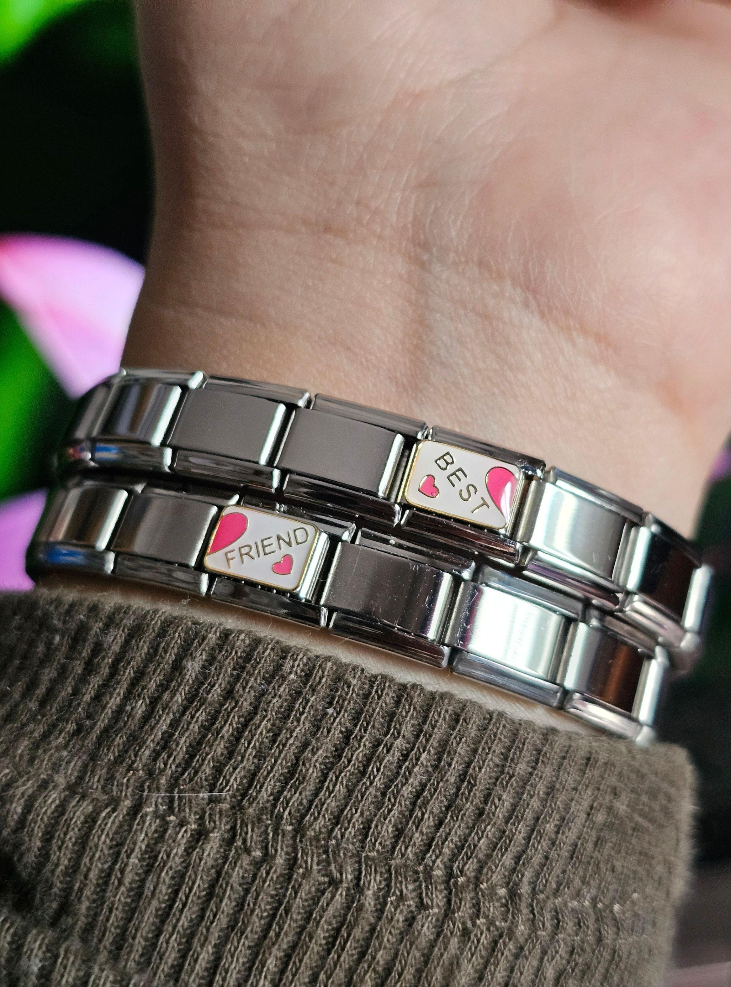 Set 2 Pulseras con charms italianos de Amistad - Cristaleen-2