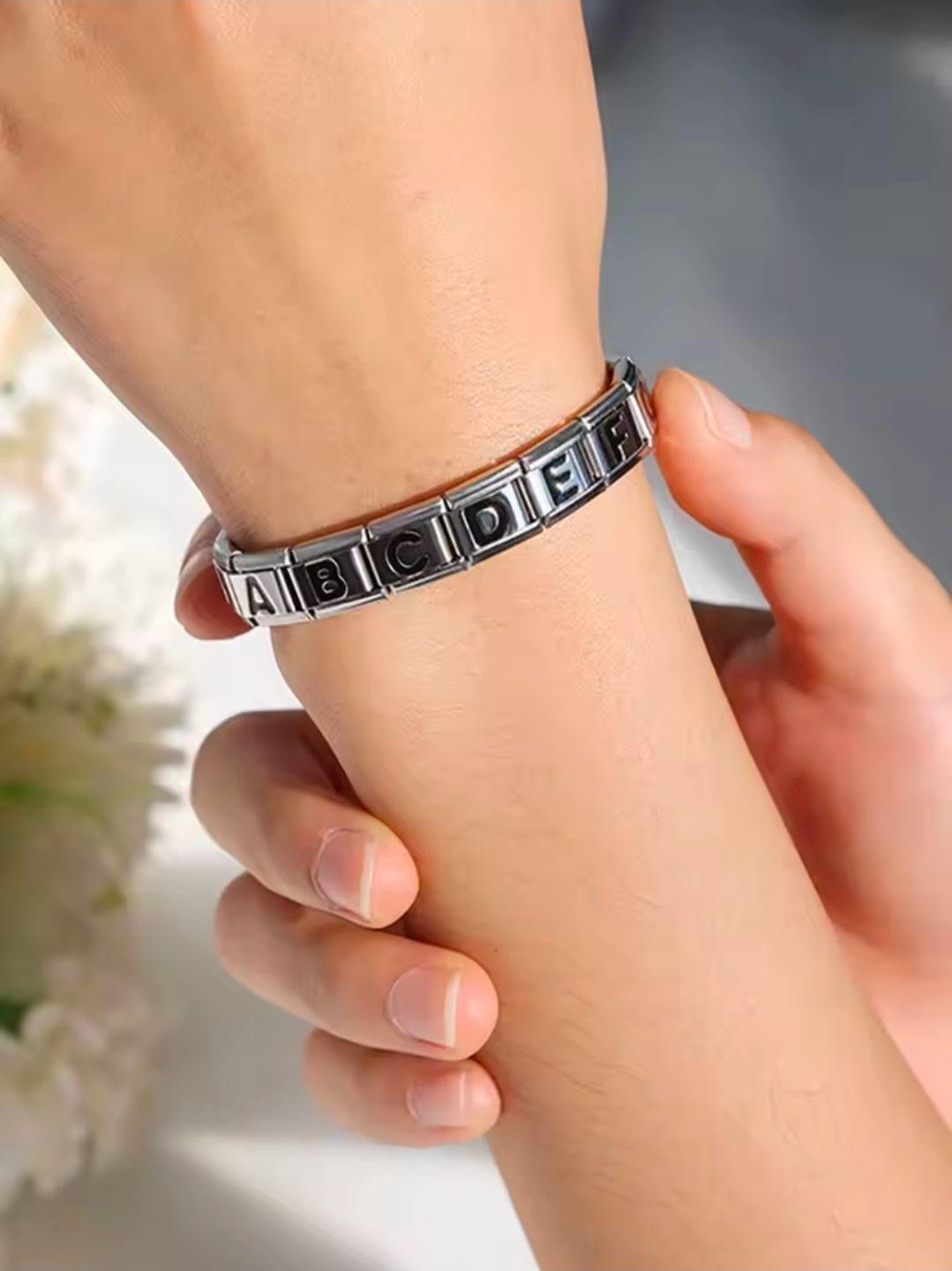 Charm Letra M de Acero Inoxidable para Pulsera Italiana-3