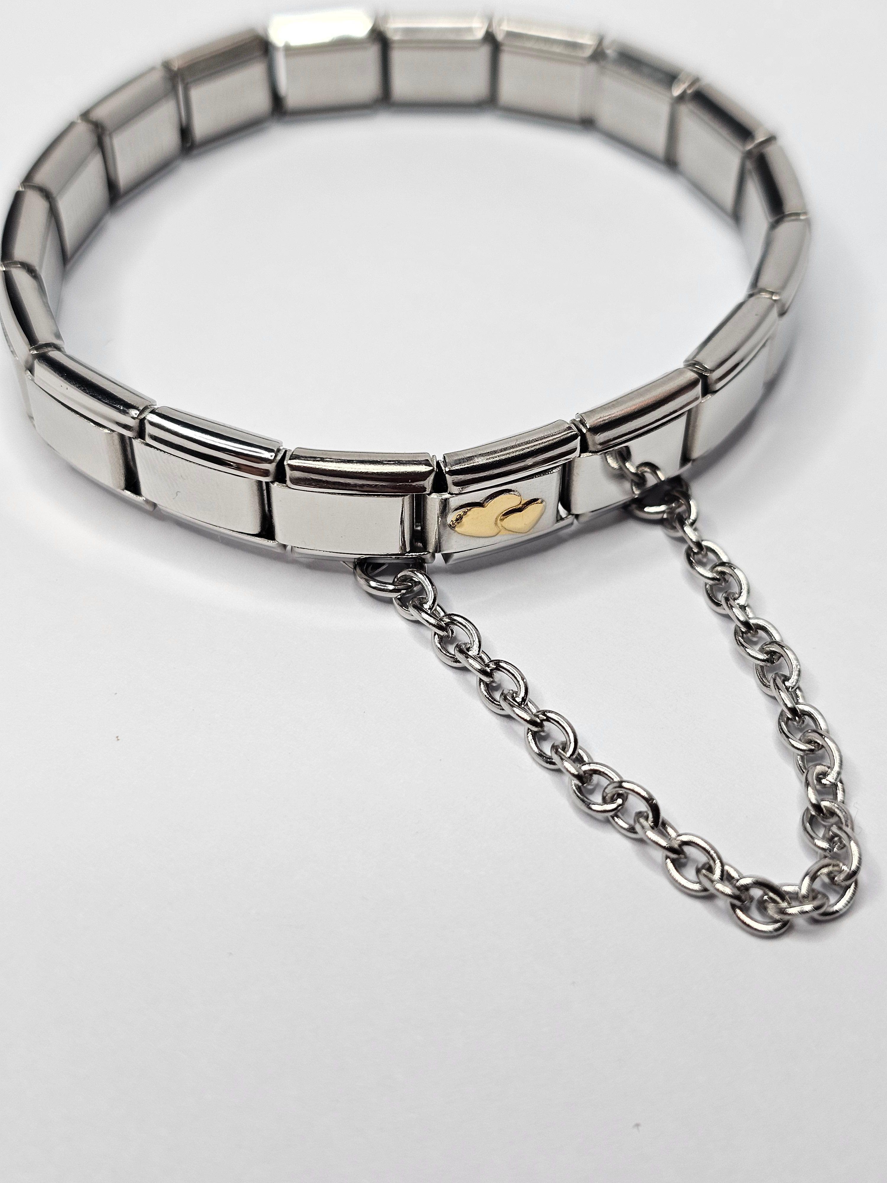 Pack Pulsera Italiana + Corazones & Cadena Seguridad Acero Inoxidable-2