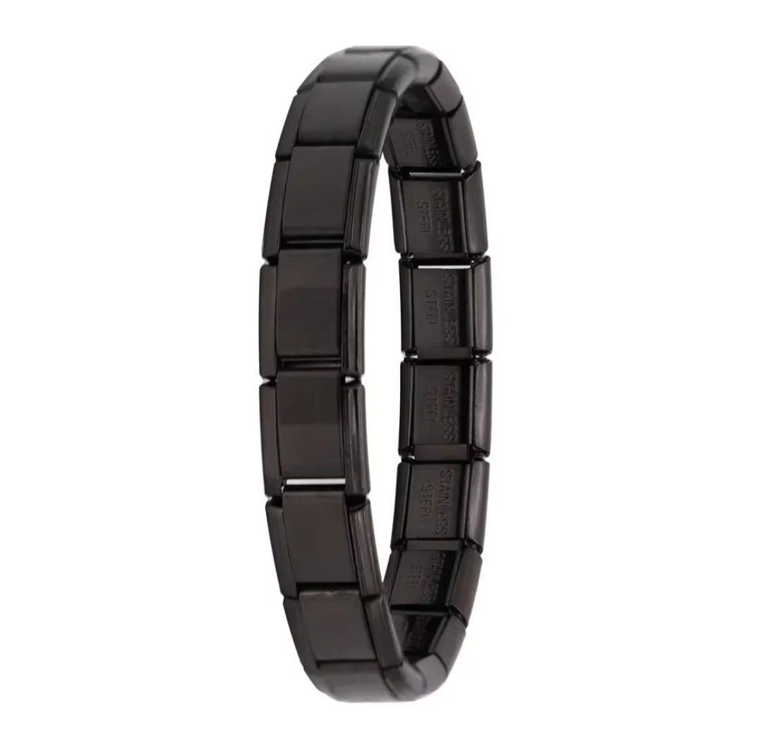 Brazalete Italiano, Black, Acero Inoxidable, Personalizable-0