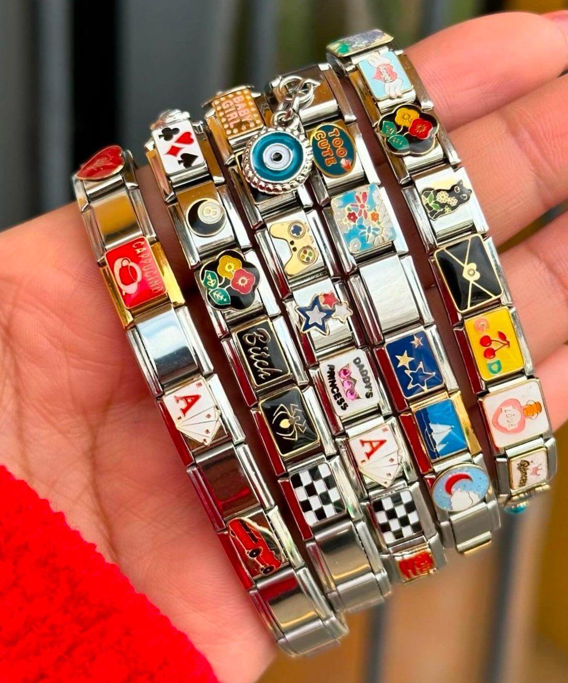 Brazalete Italiano, Rose, Acero Inoxidable, Personalizable-3