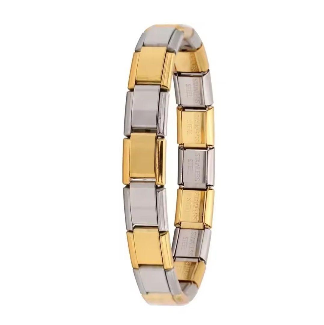 Pulsera Brazalete Italiano Silver Gold-2