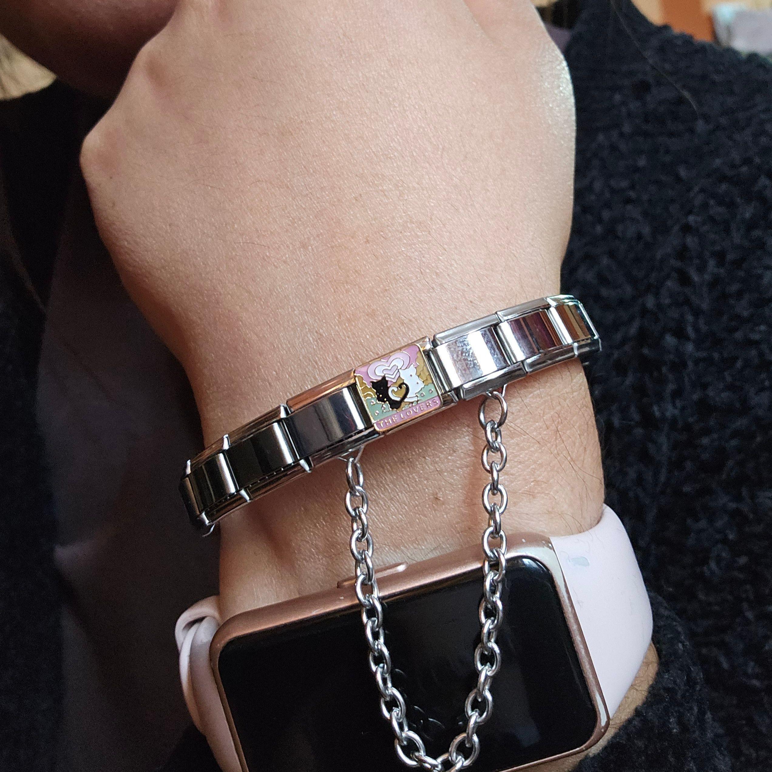 Set Brazalete Italiano + Charms + Cadena de Seguridad-1