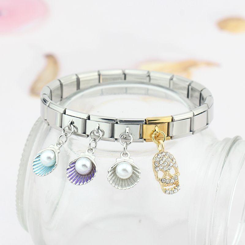 Charms Para Pulsera Brazalete Italiano Concha Marina con Perla-2