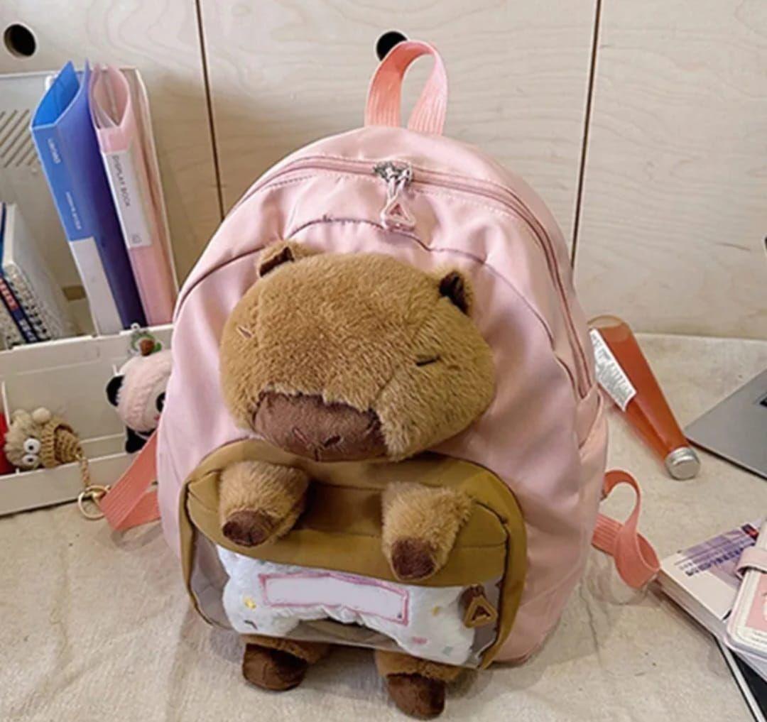 Capibara Mochila Grande De Peluche Rosa-3
