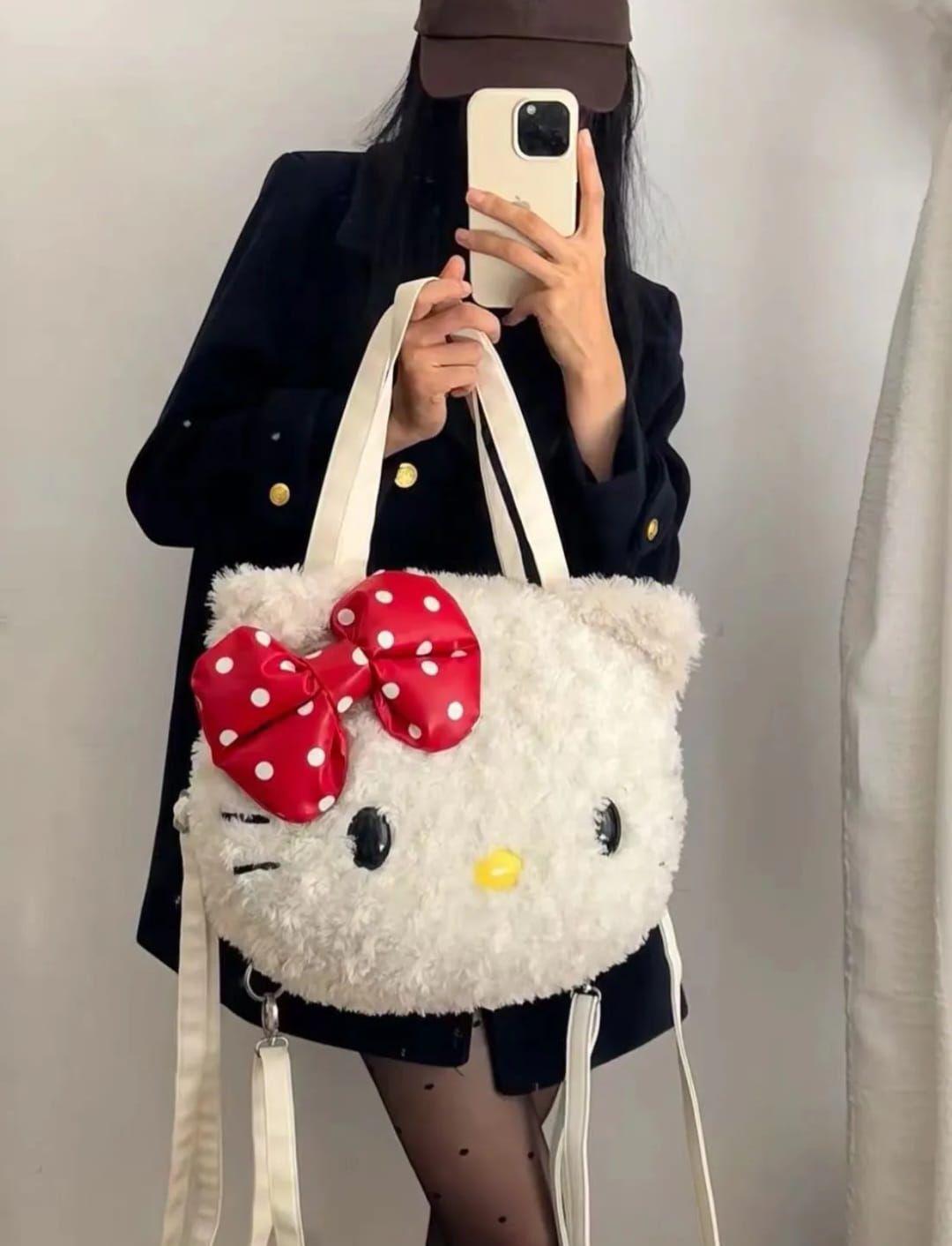 Hello Kitty Bolso Mochila Peluche De Felp-2