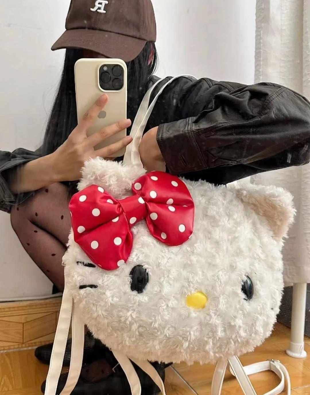 Hello Kitty Bolso Mochila Peluche De Felp-4