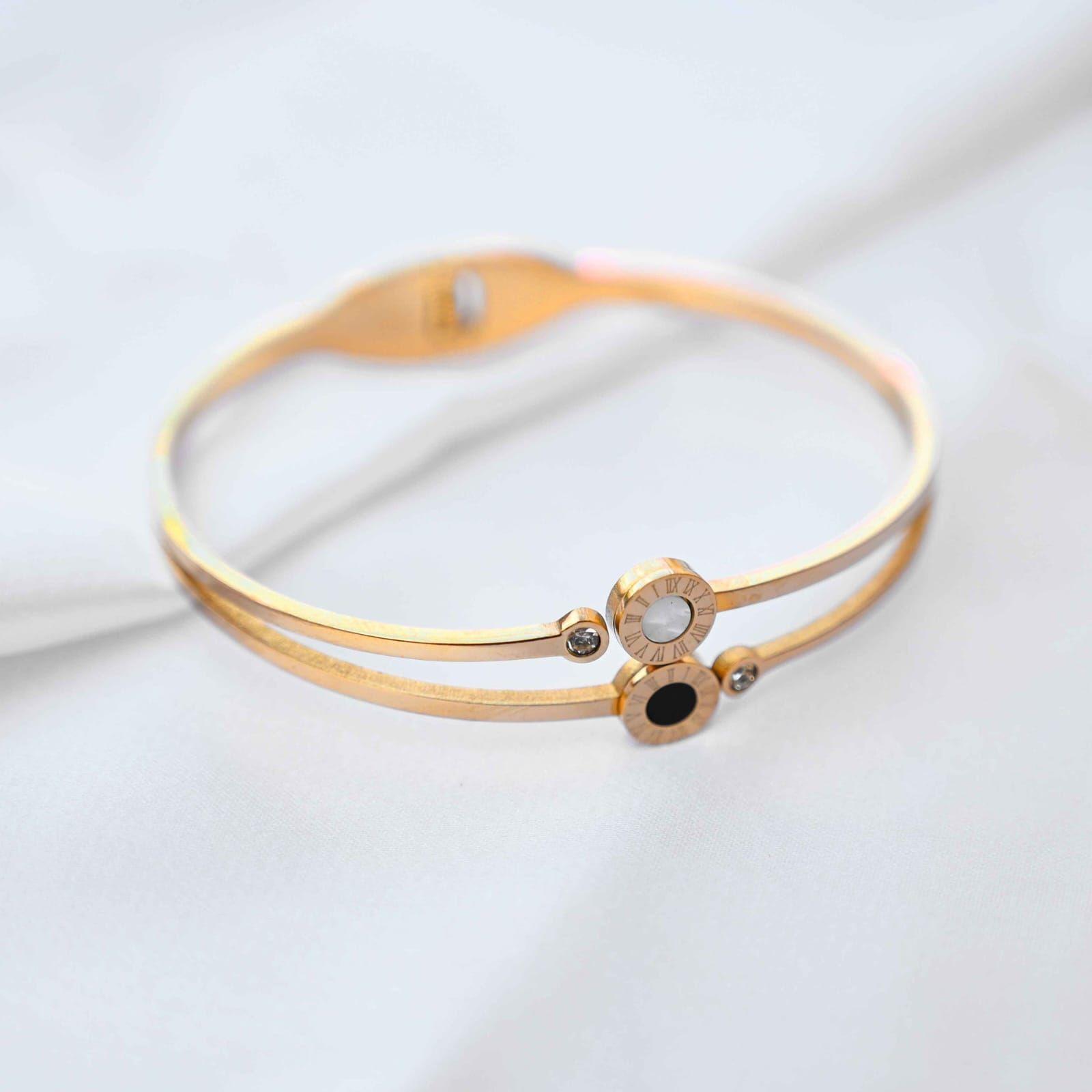 Pulsera Brazalete de Acero Inoxidable CIrculos Incluye Caja-2