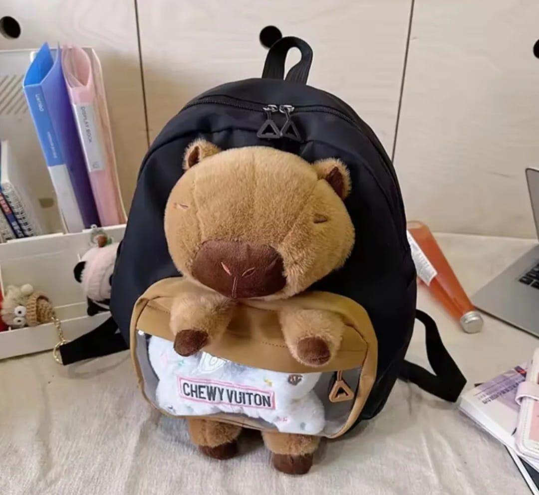 Capibara Mochila Grande De Peluche Negro-2