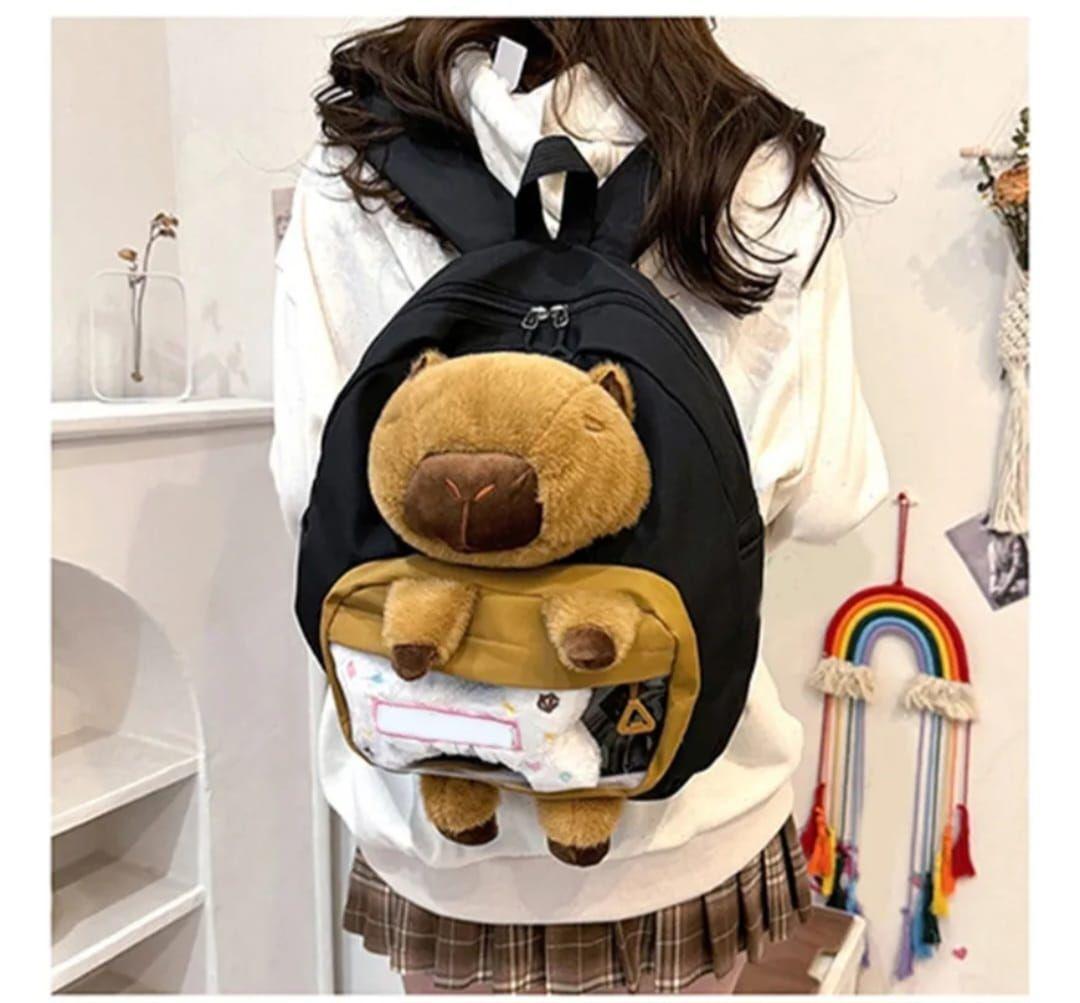Capibara Mochila Grande De Peluche Negro-3