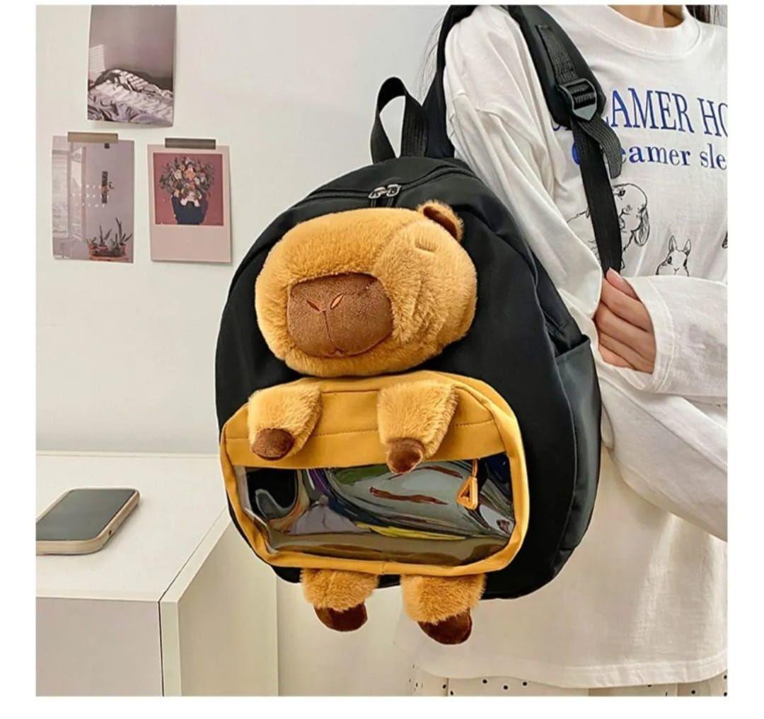 Capibara Mochila Grande De Peluche Negro-4