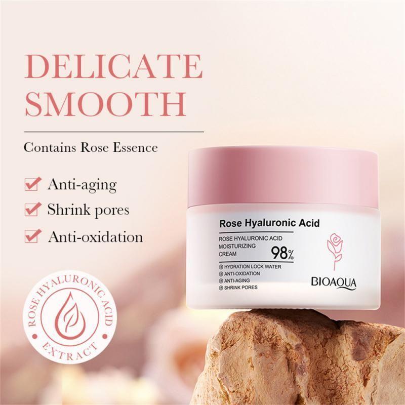 Crema Facial De Rosa y Ácido Hialurónico 98% Antiedad  Hidratante-2
