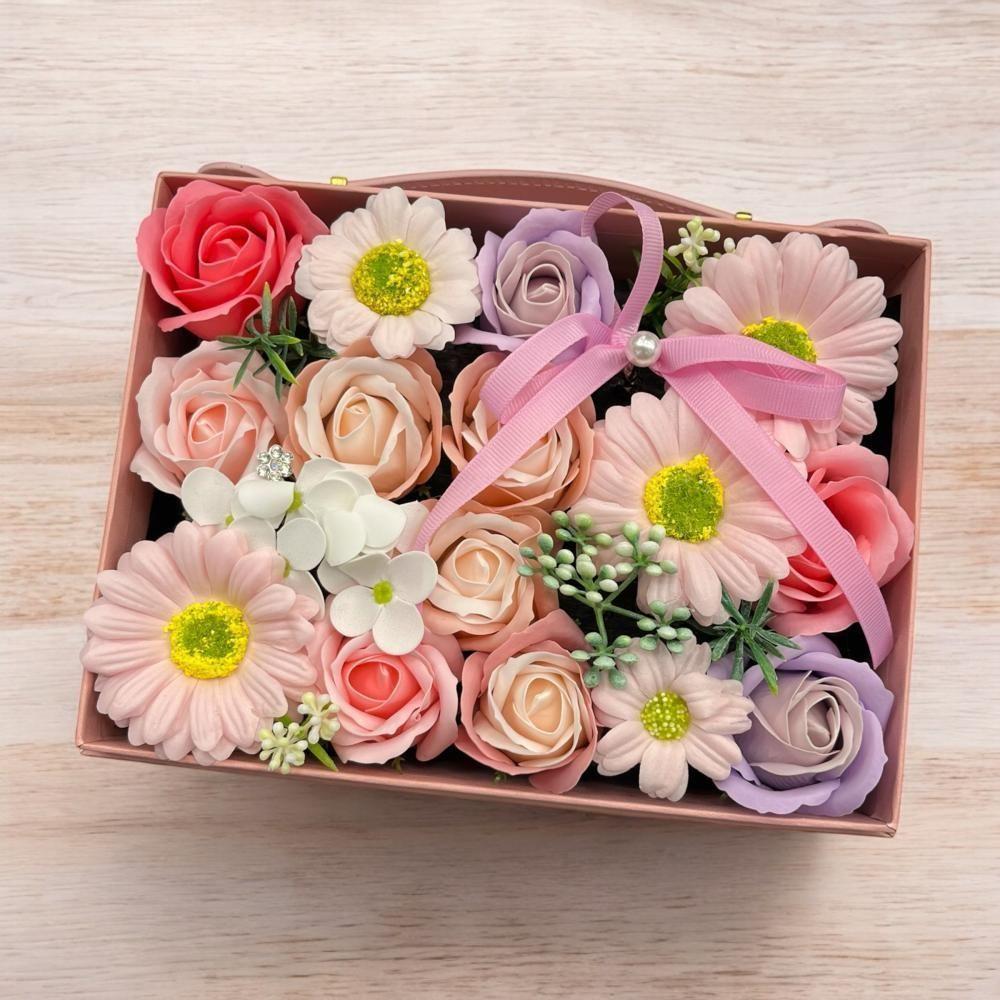 Cartera De Flores Eternas Premium Rosadas Reaglo San valentin-2