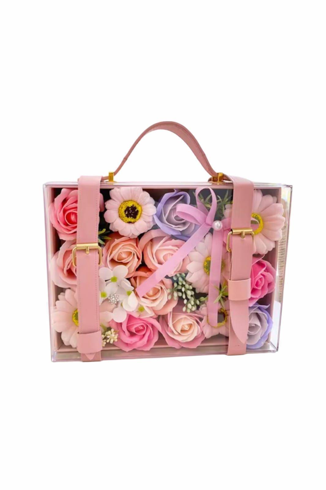 Cartera De Flores Eternas Premium Rosadas Reaglo San valentin-0