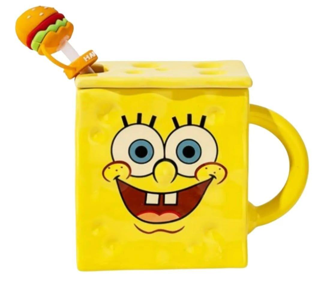Taza Tazon Mug 3D Bob Esponja Tapa Bombilla-0