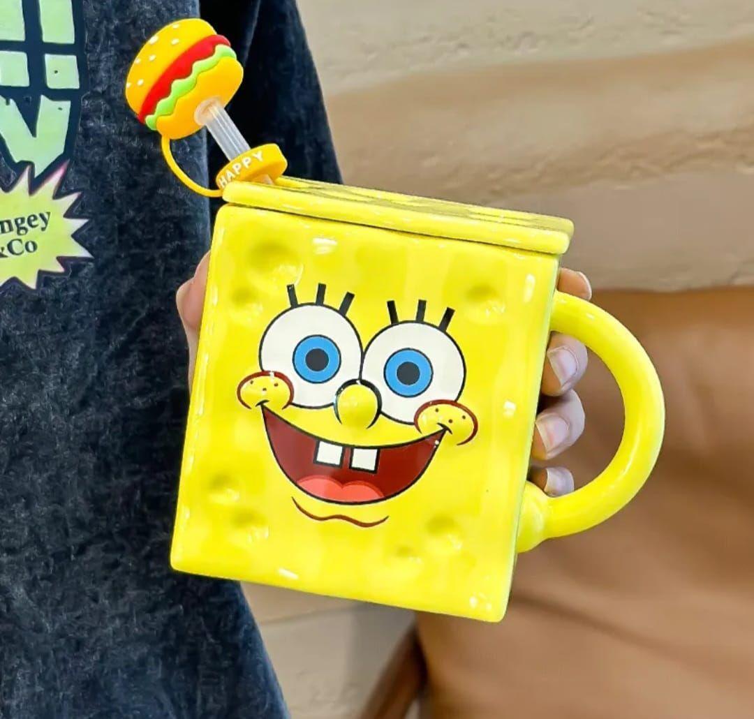 Taza Tazon Mug 3D Bob Esponja Tapa Bombilla-1