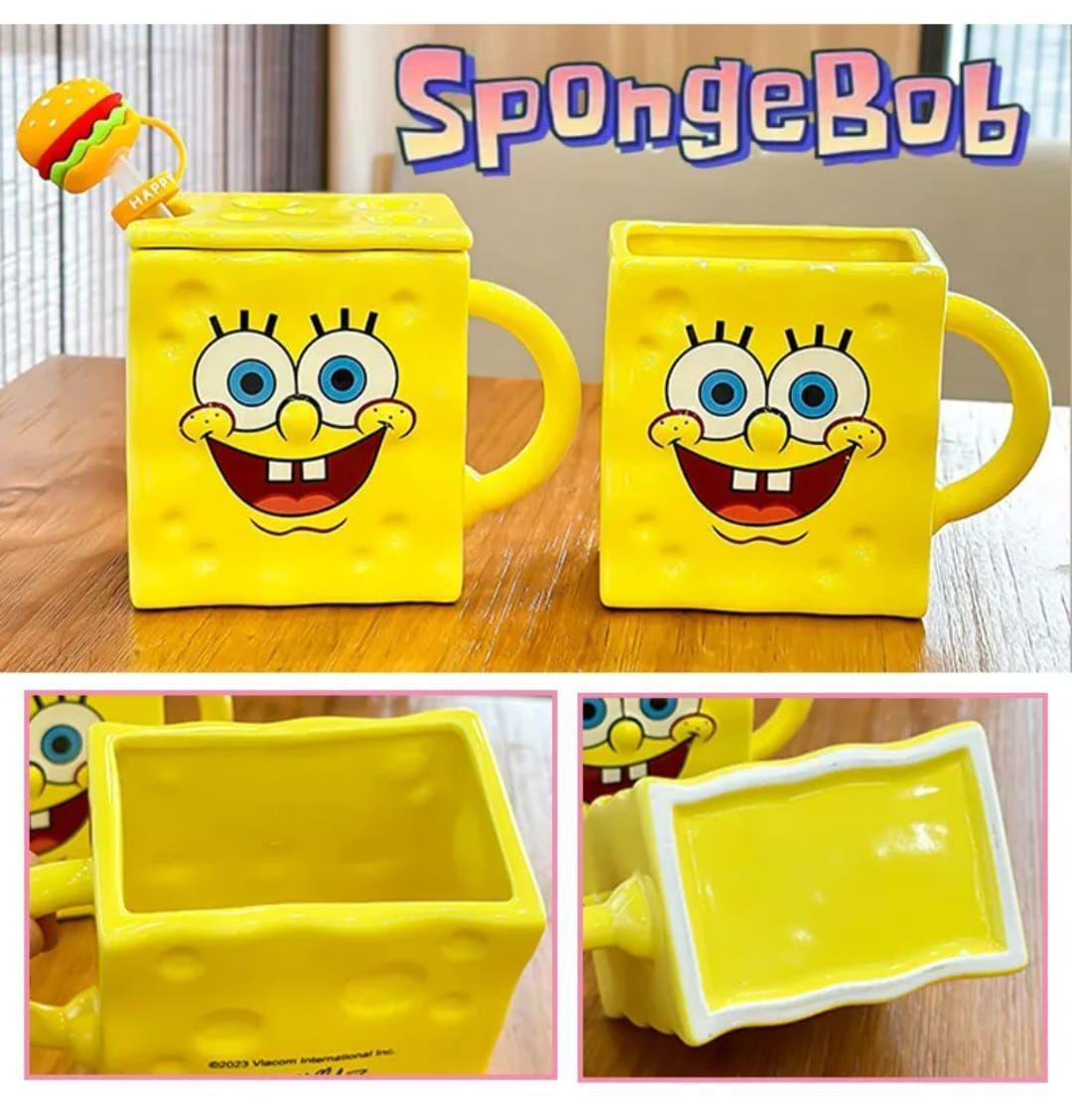 Taza Tazon Mug 3D Bob Esponja Tapa Bombilla-2