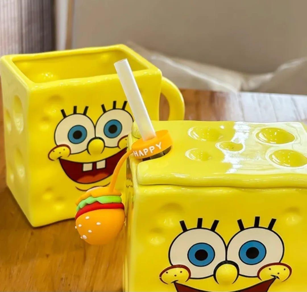 Taza Tazon Mug 3D Bob Esponja Tapa Bombilla-4
