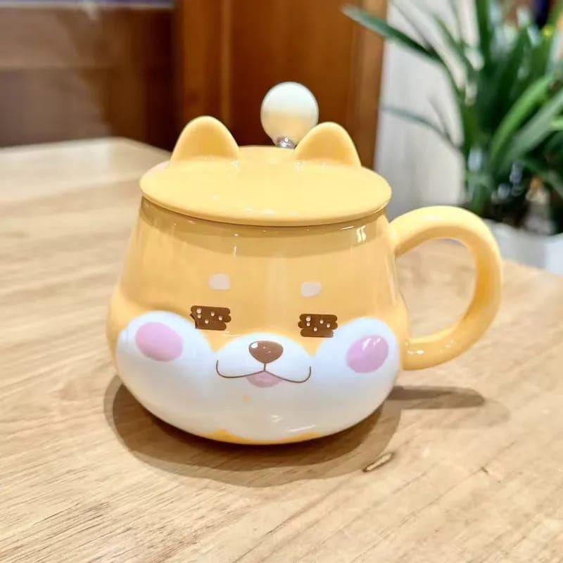 Taza Tazon Mug Shiba Inu Con Tapa Cuchara 3D-2